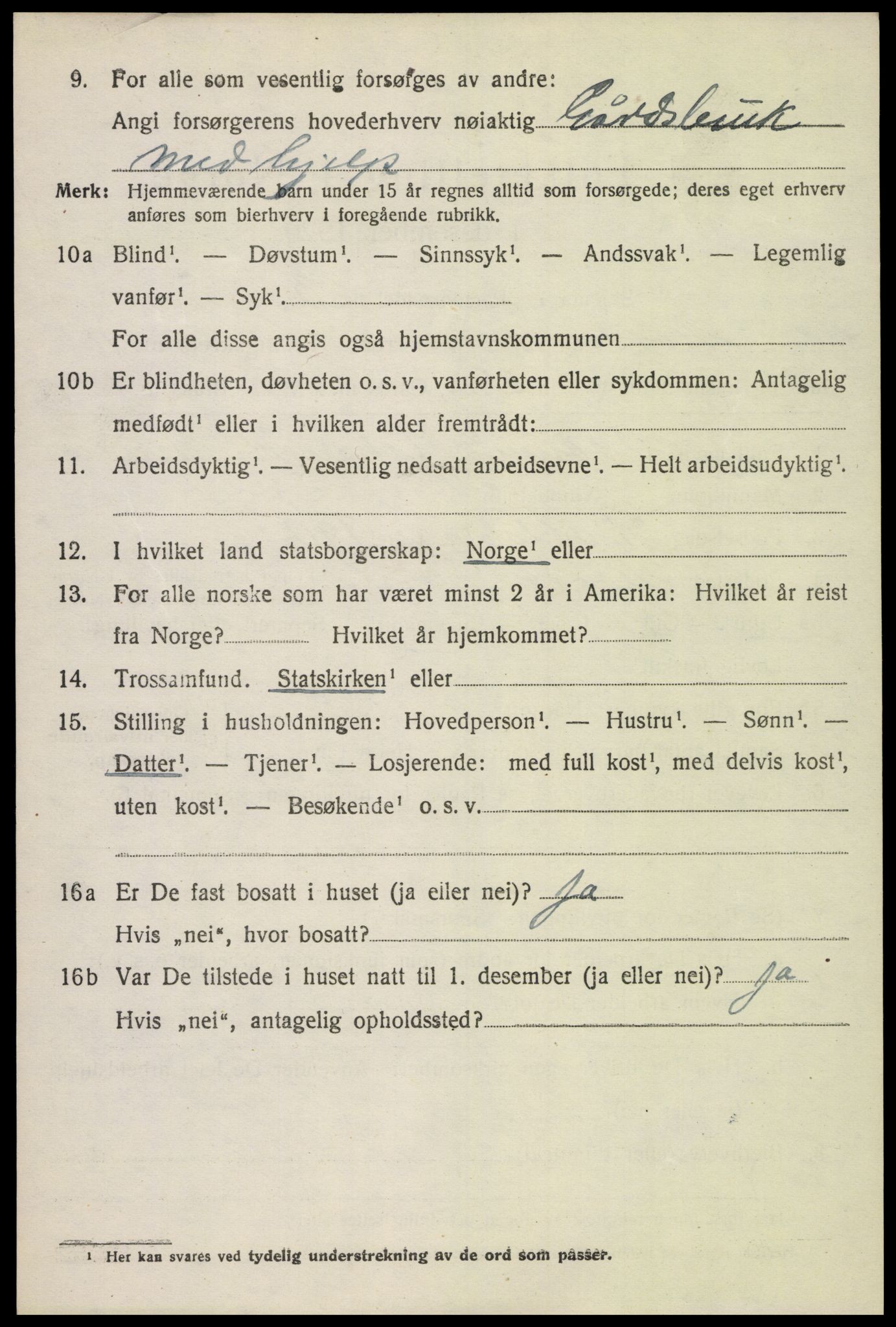 SAH, 1920 census for Nord-Fron, 1920, p. 9689