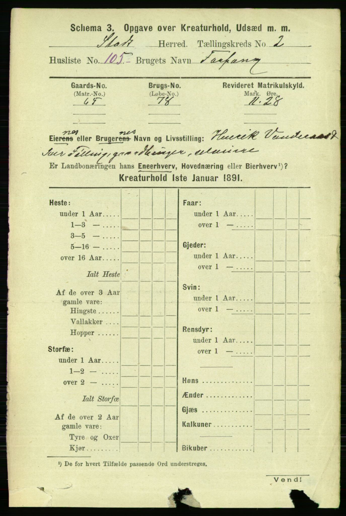 RA, 1891 census for 1734 Stod, 1891, p. 3257