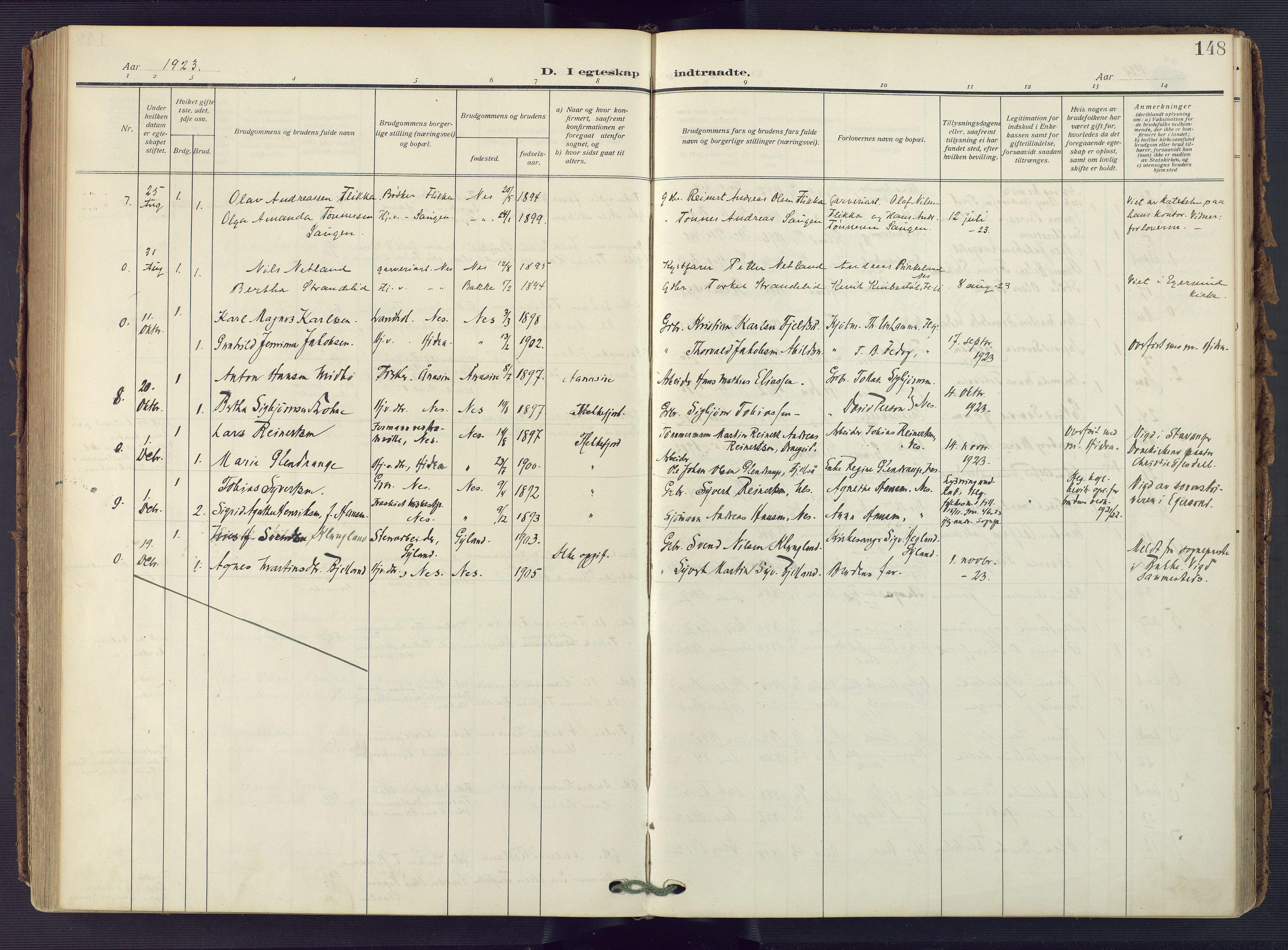 Flekkefjord sokneprestkontor, AV/SAK-1111-0012/F/Fa/Fac/L0010: Parish register (official) no. A 10, 1910-1927, p. 148