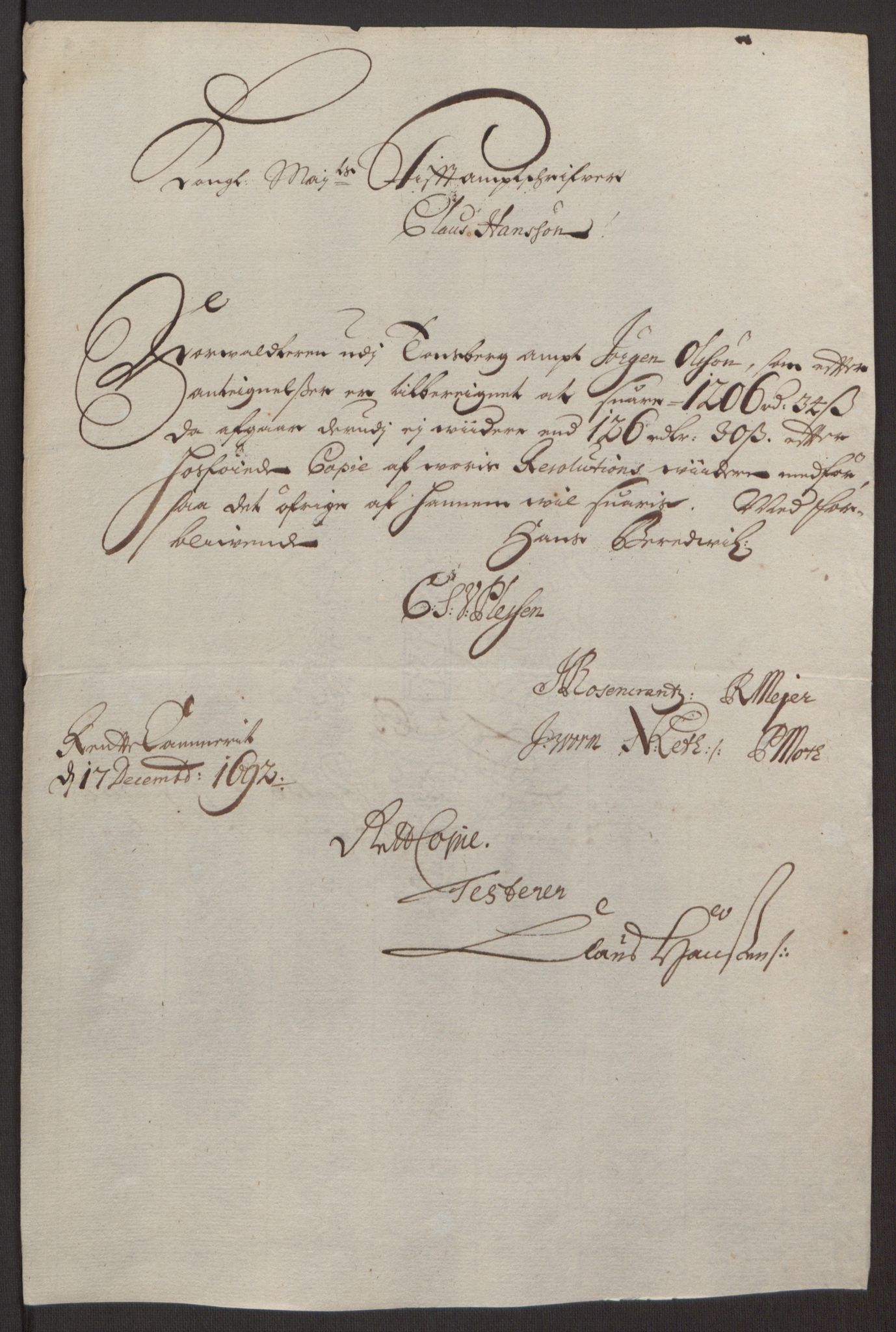 Rentekammeret inntil 1814, Reviderte regnskaper, Fogderegnskap, AV/RA-EA-4092/R32/L1866: Fogderegnskap Jarlsberg grevskap, 1693, p. 25