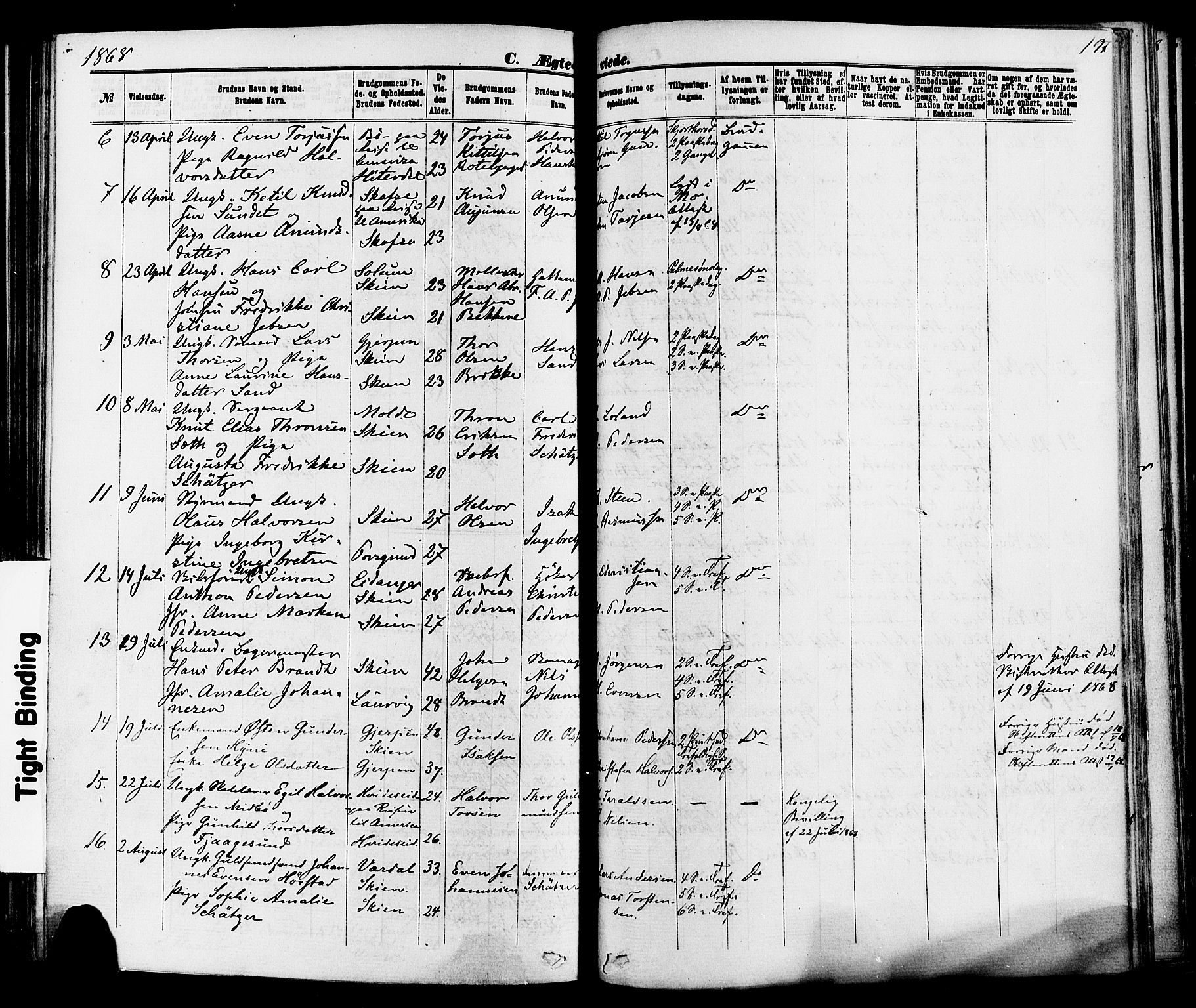 Skien kirkebøker, SAKO/A-302/F/Fa/L0008: Parish register (official) no. 8, 1866-1877, p. 197