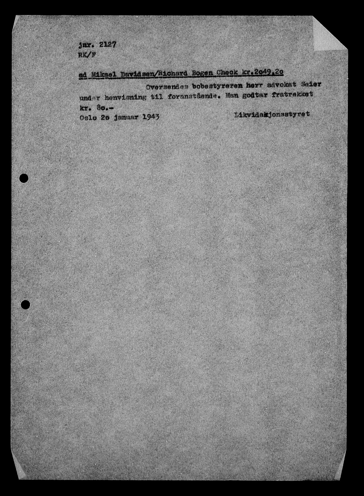 Justisdepartementet, Tilbakeføringskontoret for inndratte formuer, AV/RA-S-1564/H/Hc/Hcc/L0929: --, 1945-1947, p. 717