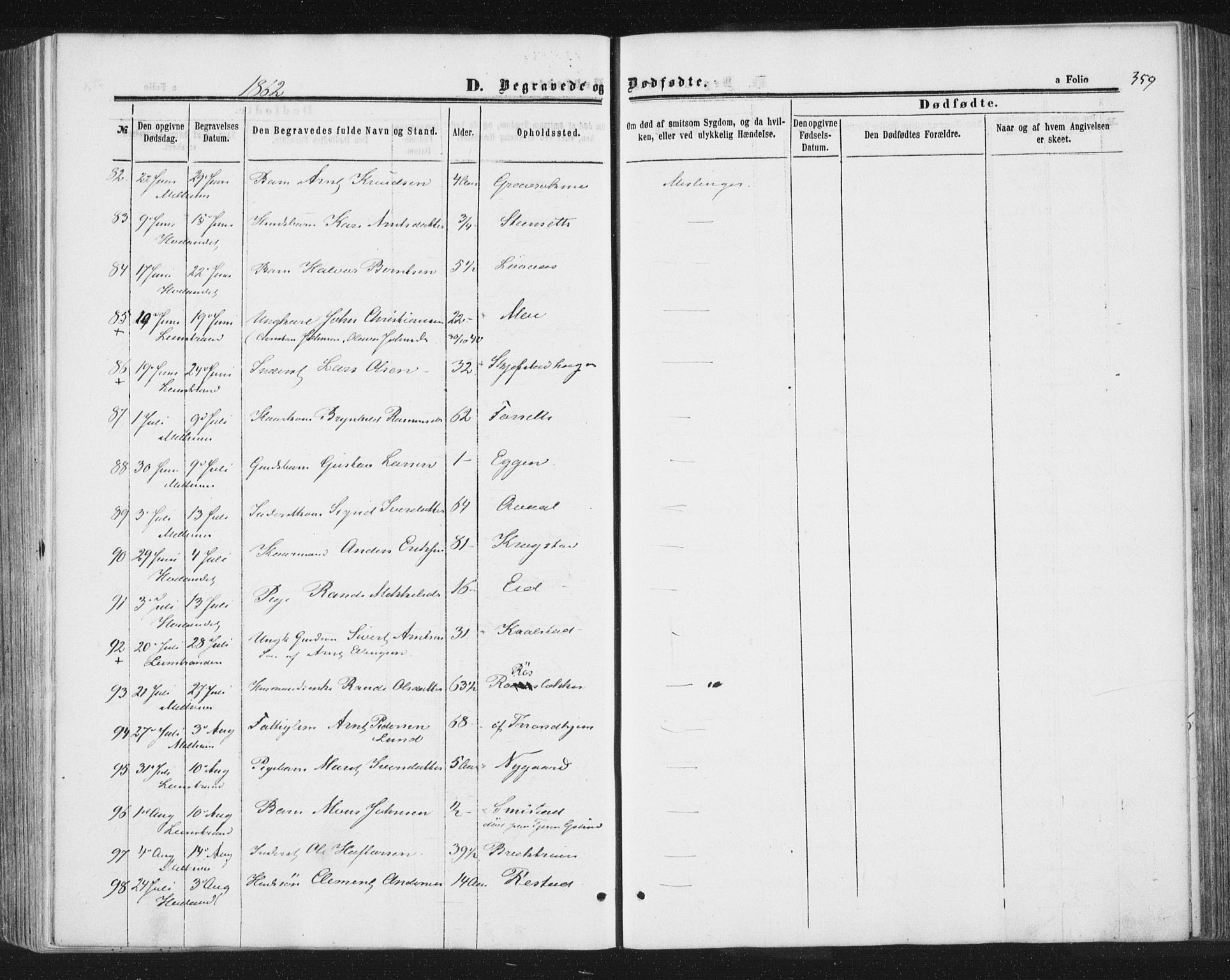 Ministerialprotokoller, klokkerbøker og fødselsregistre - Sør-Trøndelag, AV/SAT-A-1456/691/L1077: Parish register (official) no. 691A09, 1862-1873, p. 359