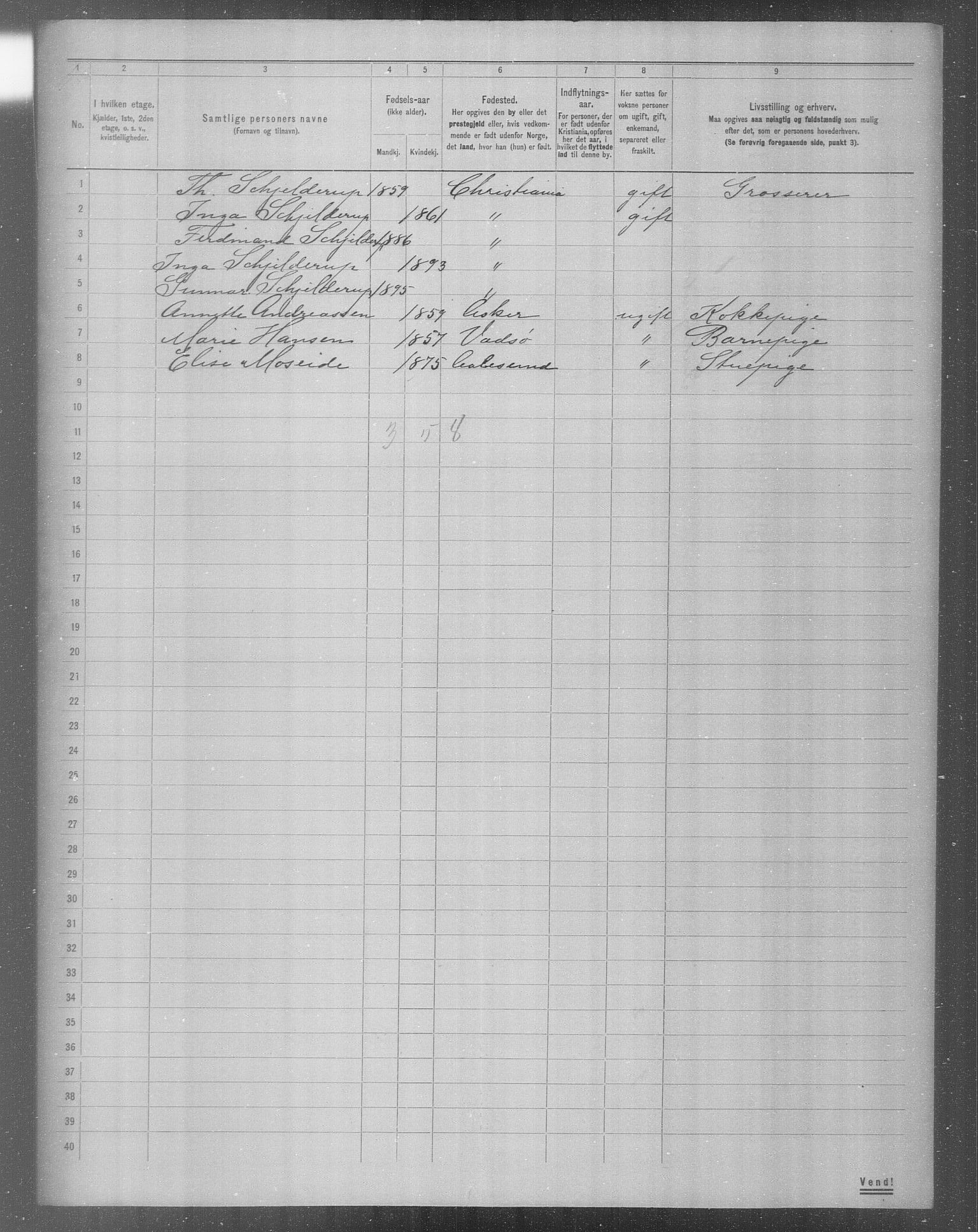 OBA, Municipal Census 1904 for Kristiania, 1904, p. 8478