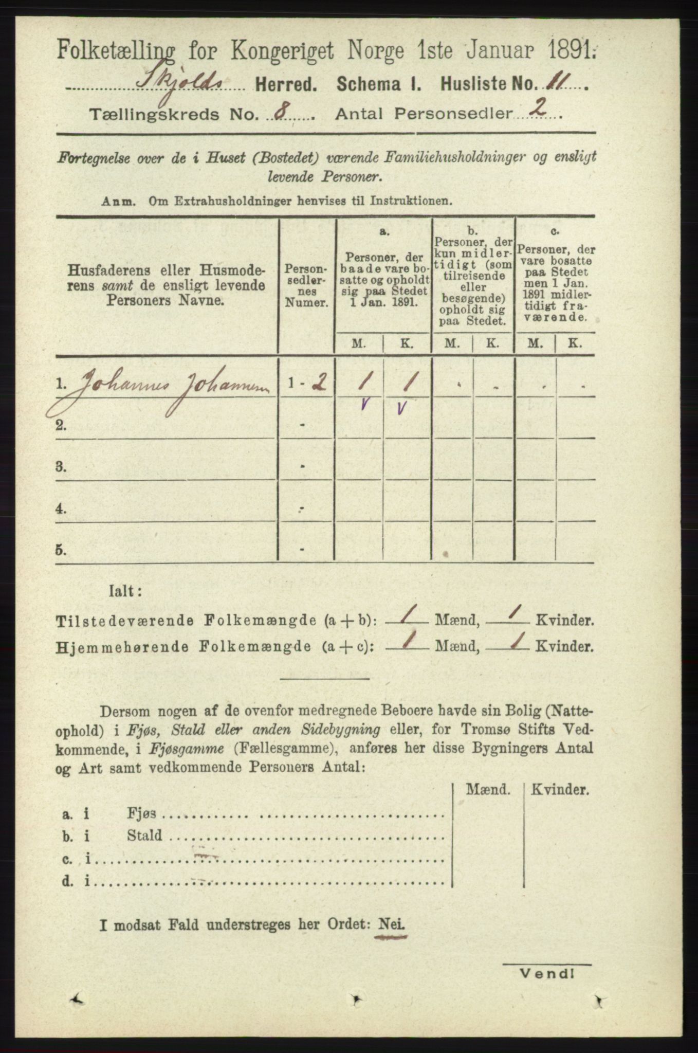 RA, 1891 census for 1154 Skjold, 1891, p. 1578