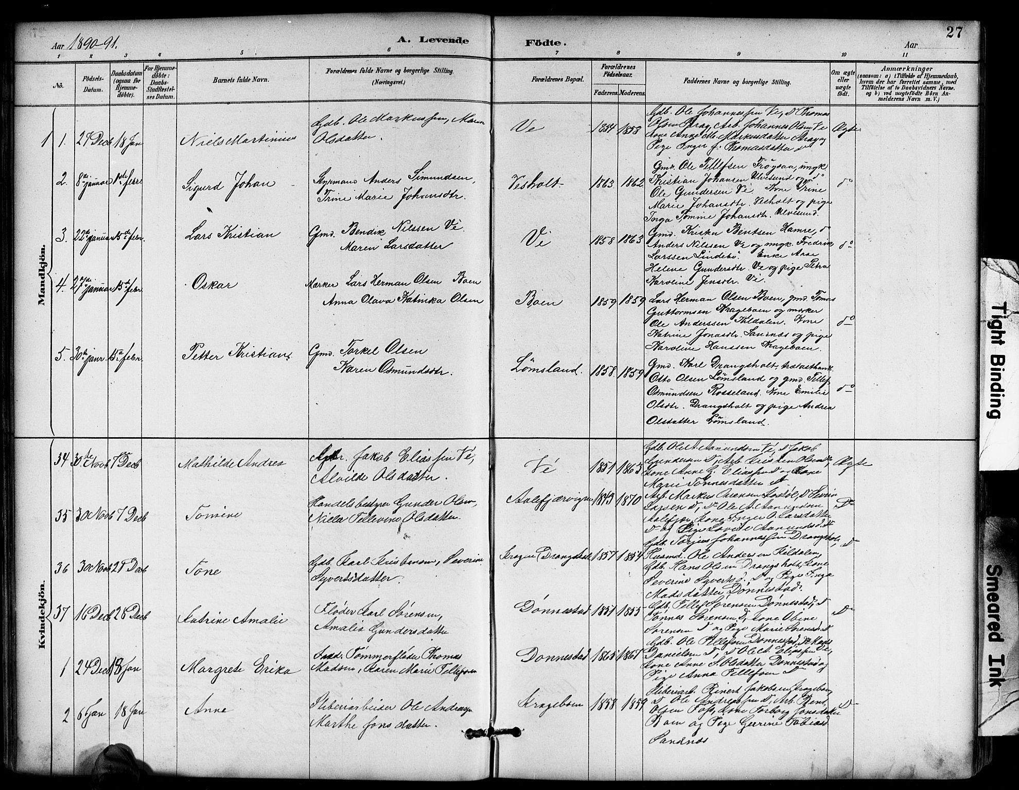 Tveit sokneprestkontor, AV/SAK-1111-0043/F/Fb/L0004: Parish register (copy) no. B 4, 1887-1914, p. 27