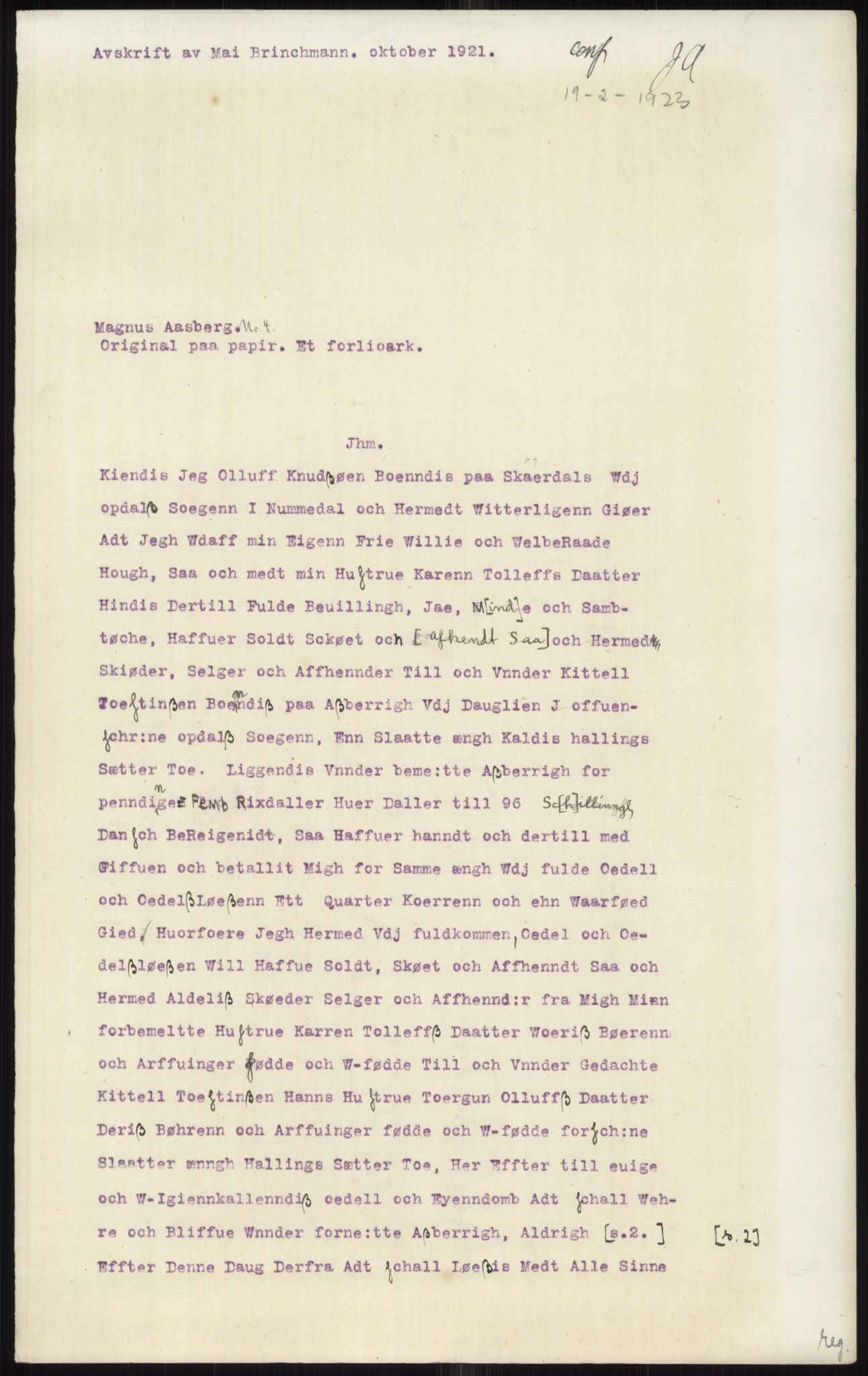 Samlinger til kildeutgivelse, Diplomavskriftsamlingen, AV/RA-EA-4053/H/Ha, p. 1284