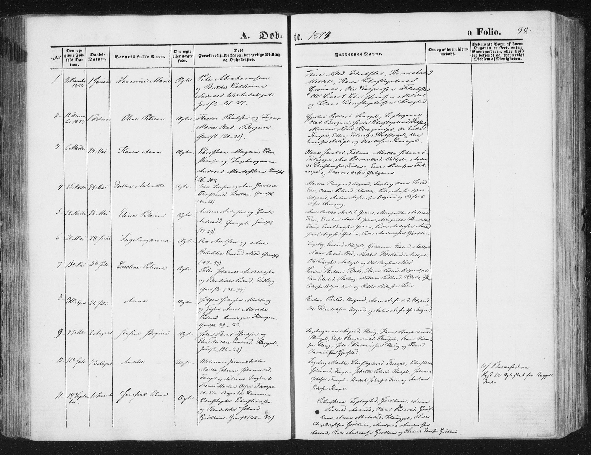 Ministerialprotokoller, klokkerbøker og fødselsregistre - Nord-Trøndelag, SAT/A-1458/746/L0447: Parish register (official) no. 746A06, 1860-1877, p. 98