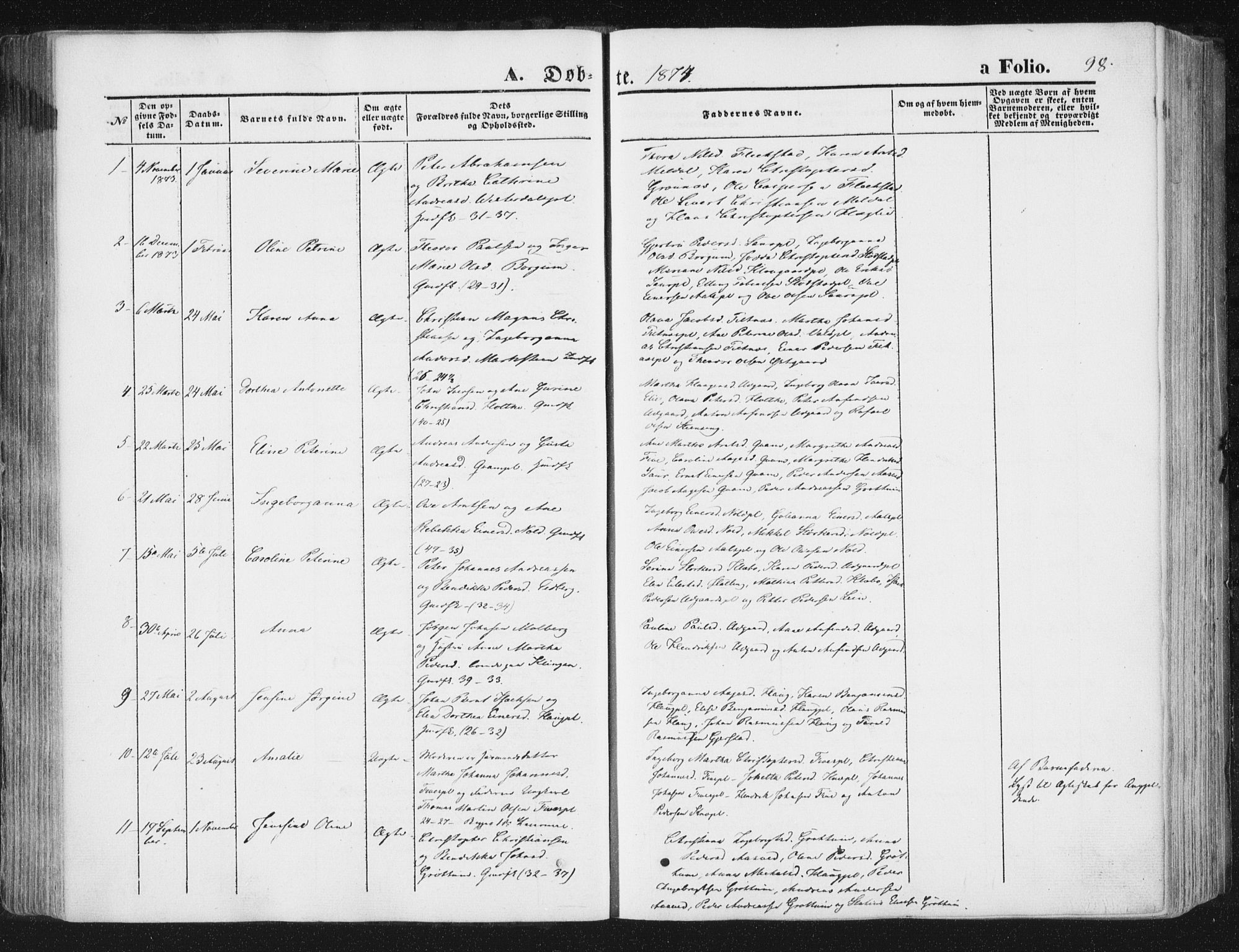 Ministerialprotokoller, klokkerbøker og fødselsregistre - Nord-Trøndelag, AV/SAT-A-1458/746/L0447: Parish register (official) no. 746A06, 1860-1877, p. 98