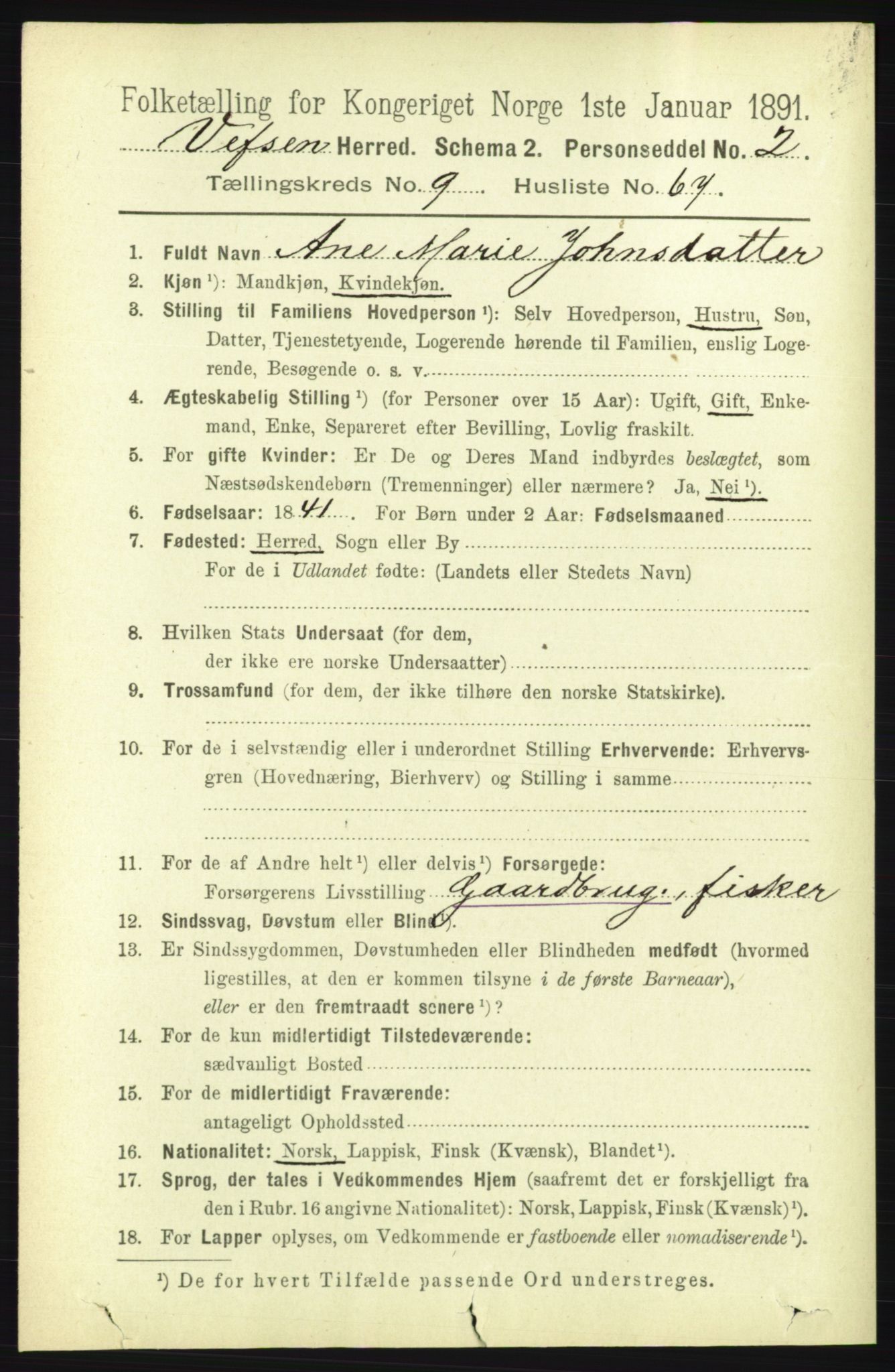 RA, 1891 census for 1824 Vefsn, 1891, p. 5130