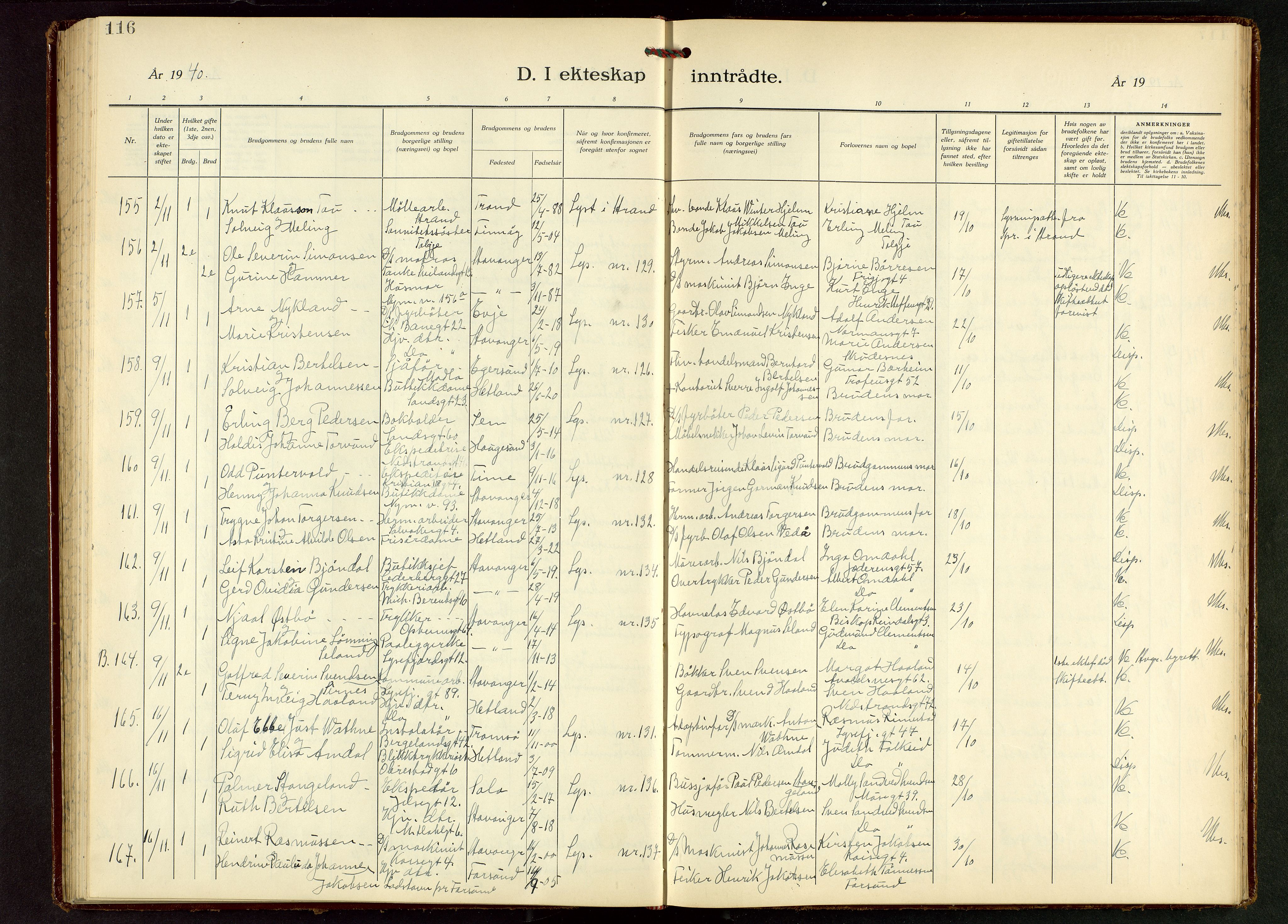 St. Johannes sokneprestkontor, AV/SAST-A-101814/001/30/30BB/L0010: Parish register (copy) no. B 10, 1933-1946, p. 116