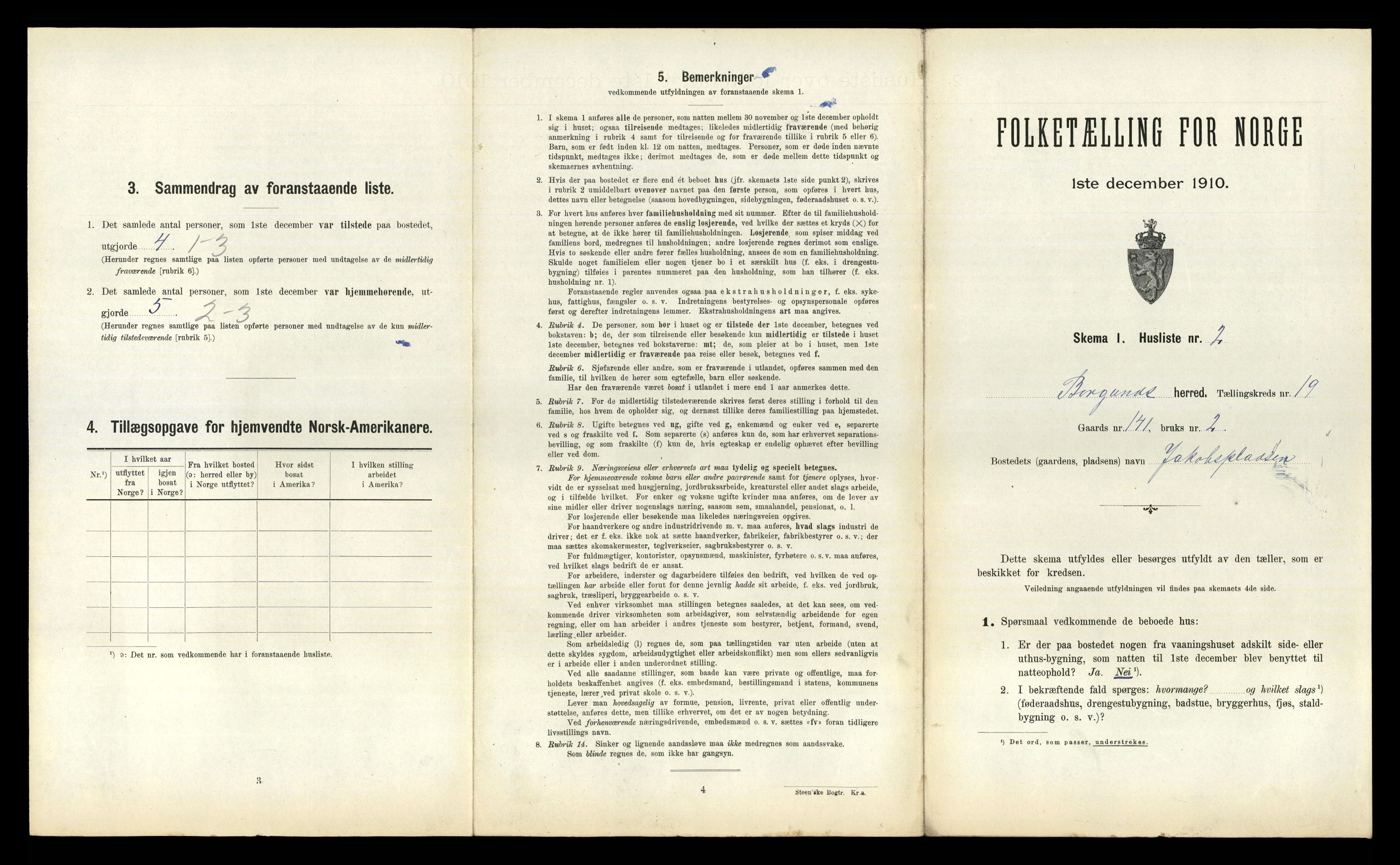 RA, 1910 census for Borgund, 1910, p. 1573