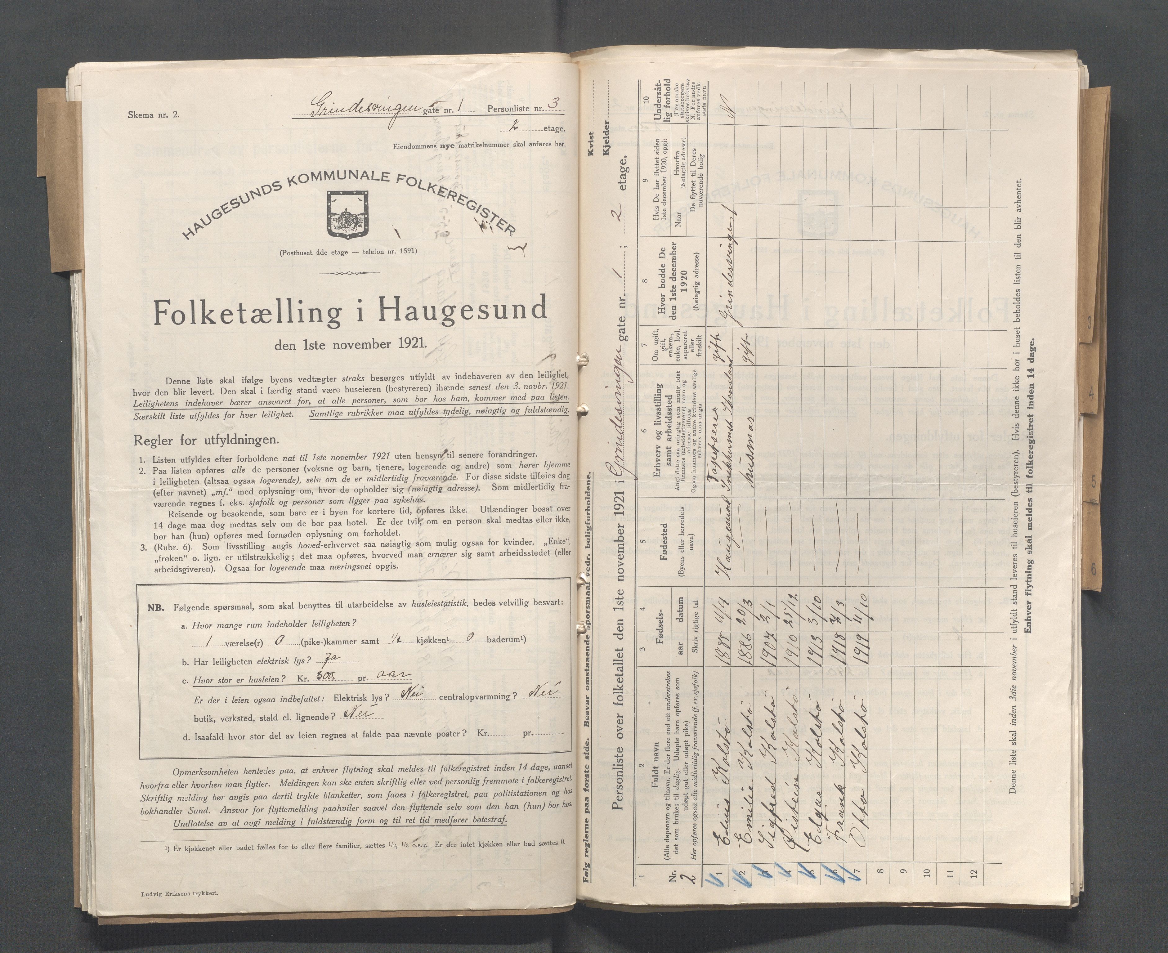 IKAR, Local census 1.11.1921 for Haugesund, 1921, p. 1166