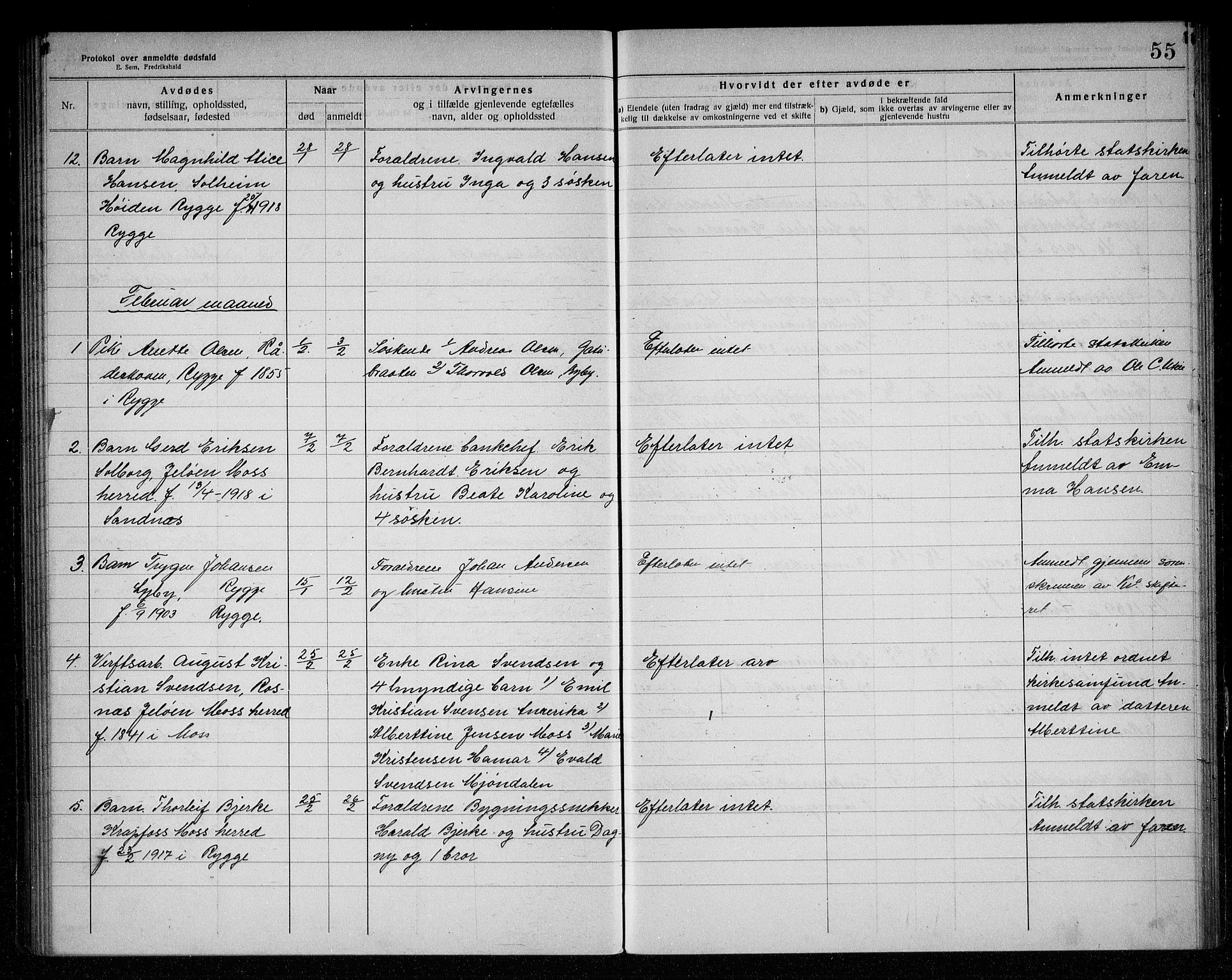 Rygge lensmannskontor, AV/SAO-A-10005/H/Ha/Haa/L0006: Dødsfallsprotokoll, 1916-1920, p. 55