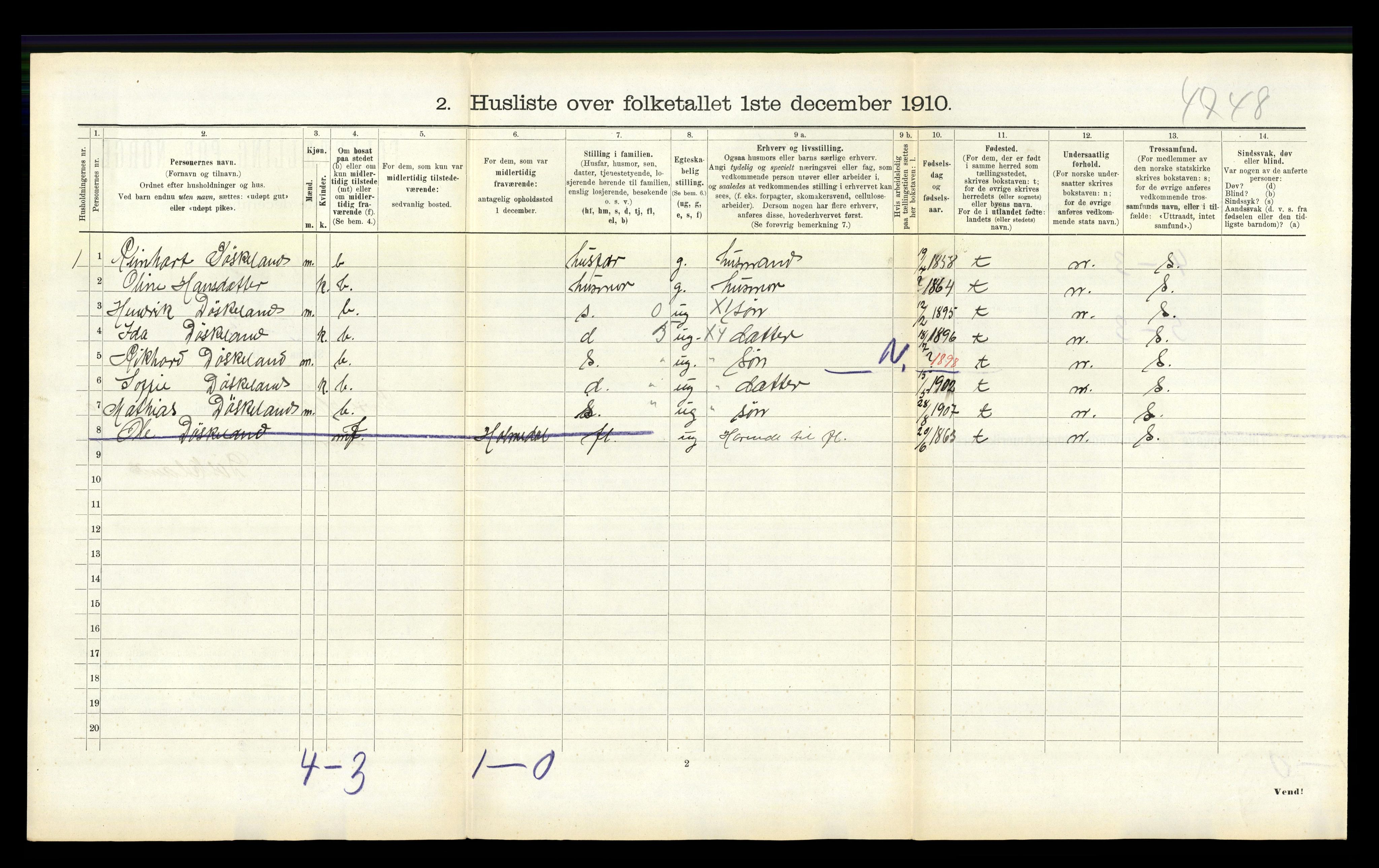 RA, 1910 census for Indre Holmedal, 1910, p. 819