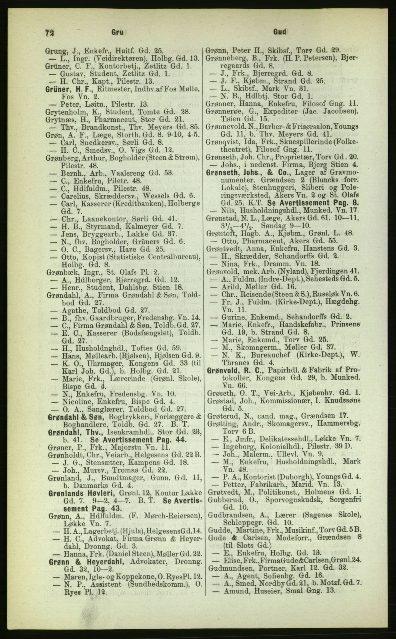 Kristiania/Oslo adressebok, PUBL/-, 1883, p. 72