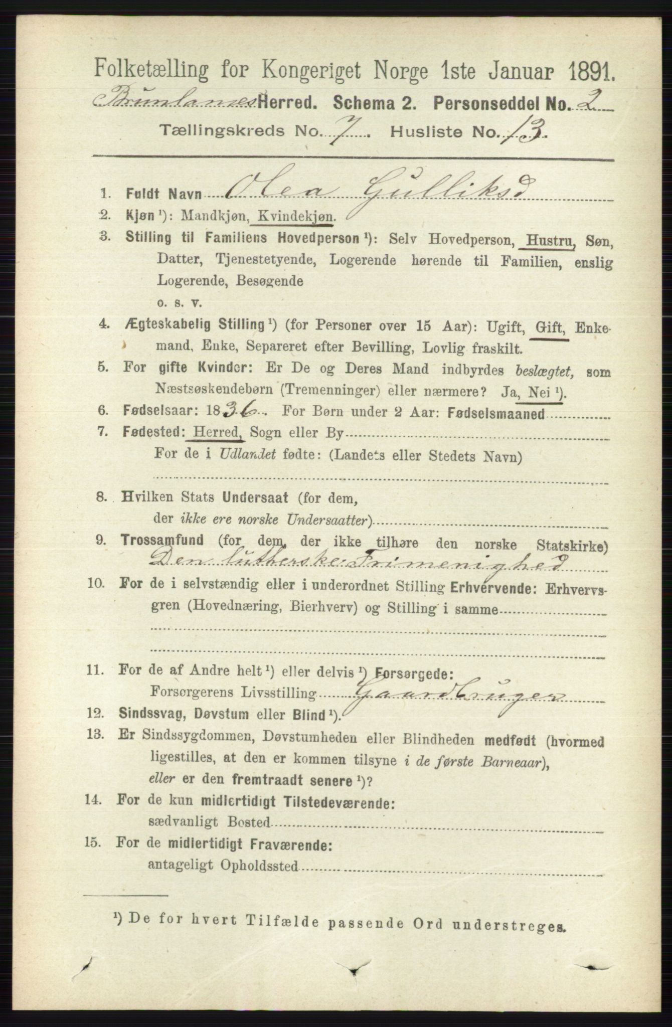 RA, 1891 census for 0726 Brunlanes, 1891, p. 3064