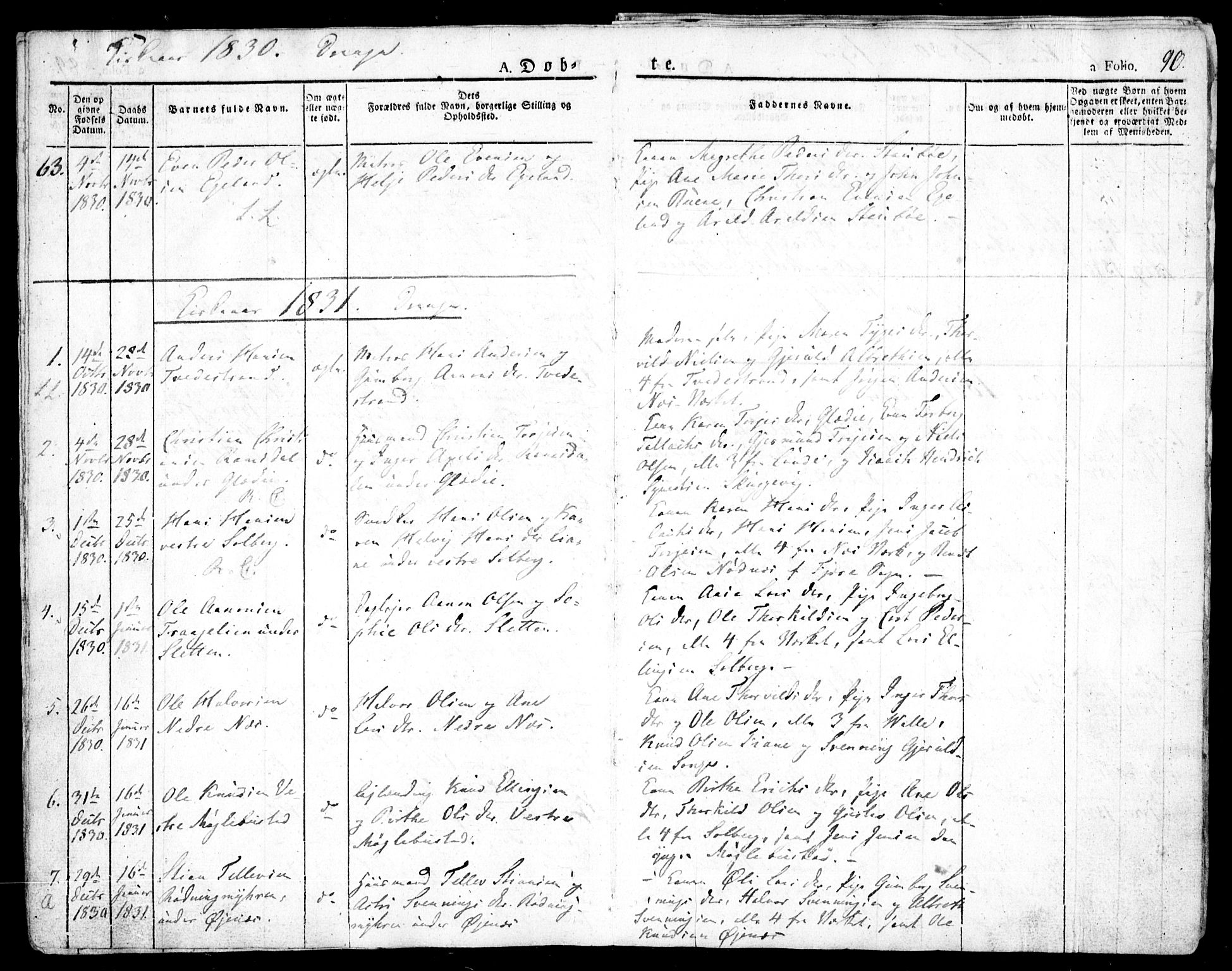 Holt sokneprestkontor, AV/SAK-1111-0021/F/Fa/L0006: Parish register (official) no. A 6, 1820-1835, p. 90