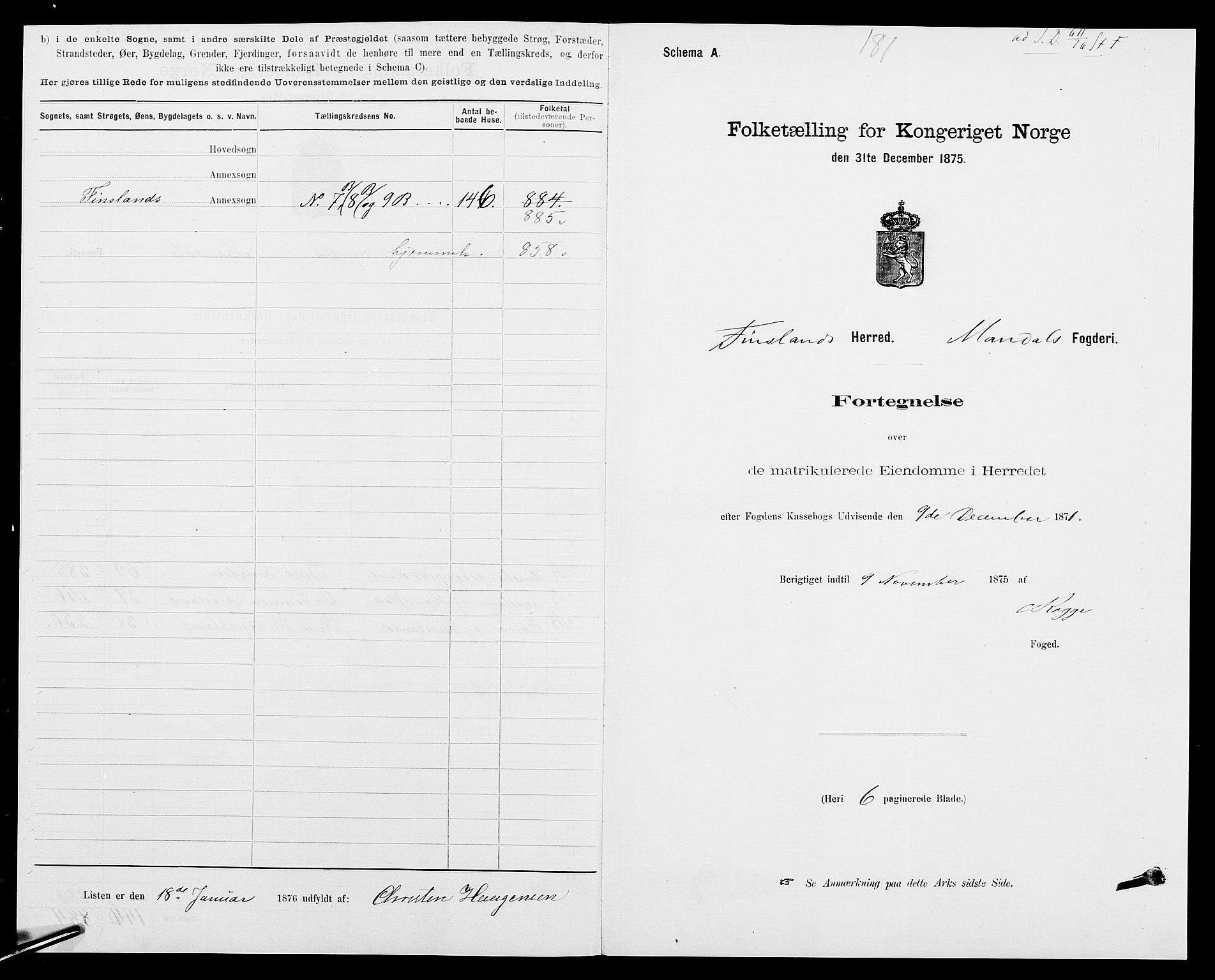 SAK, 1875 census for 1024P Bjelland, 1875, p. 733