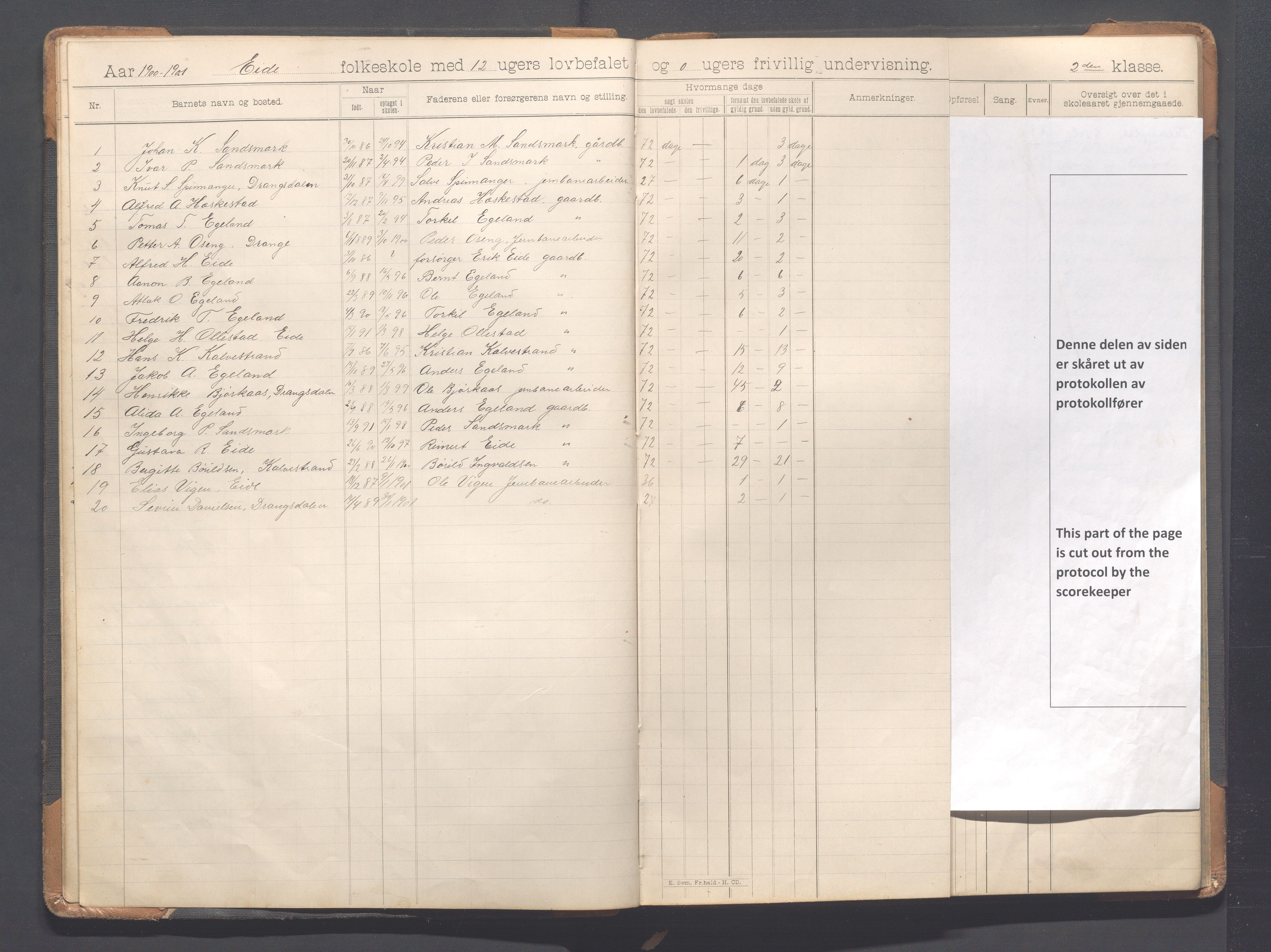 Heskestad kommune - Eide skole, IKAR/K-101744/H/L0001: Skoleprotokoll, 1898-1922, p. 11