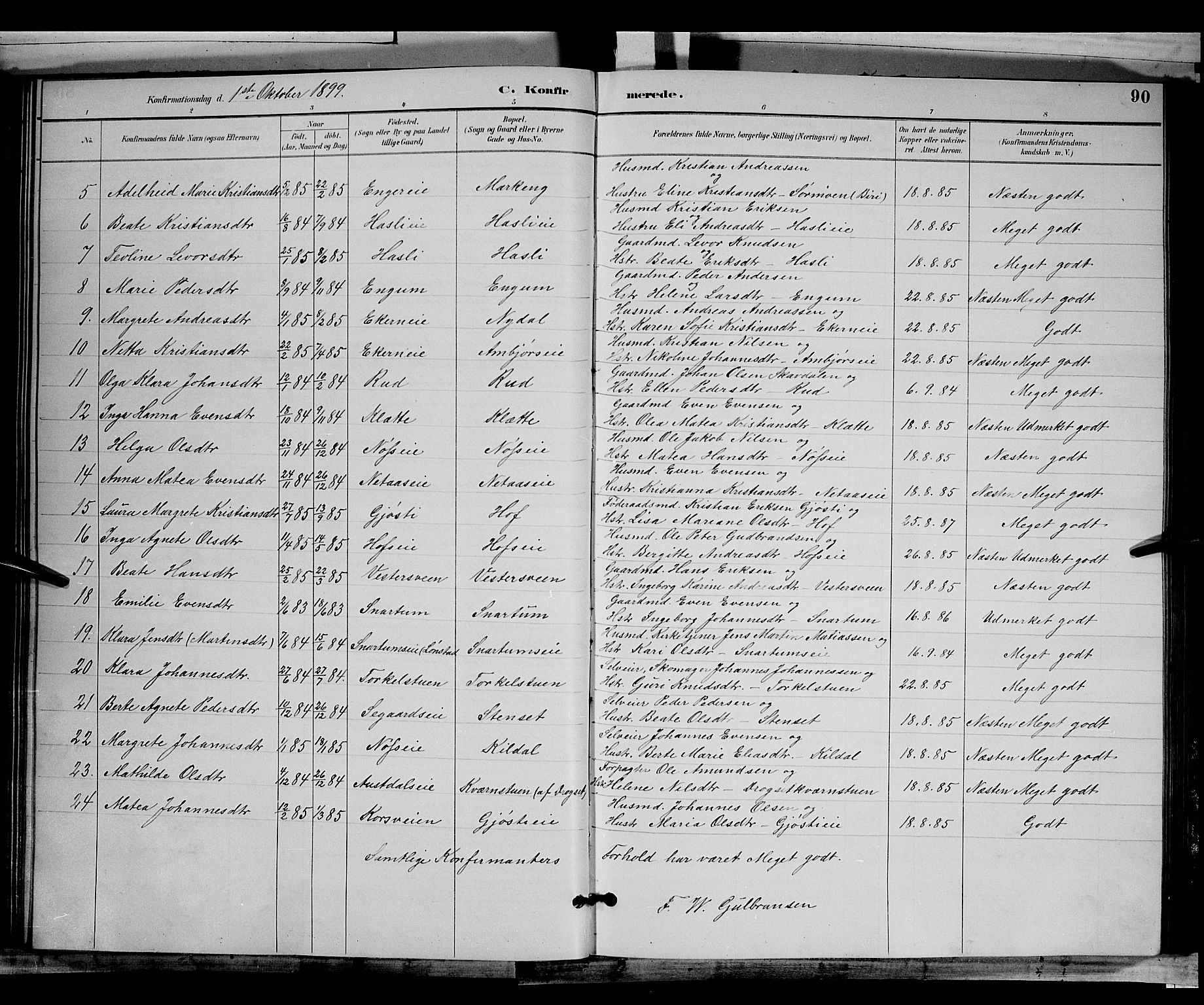 Biri prestekontor, SAH/PREST-096/H/Ha/Hab/L0003: Parish register (copy) no. 3, 1892-1905, p. 90