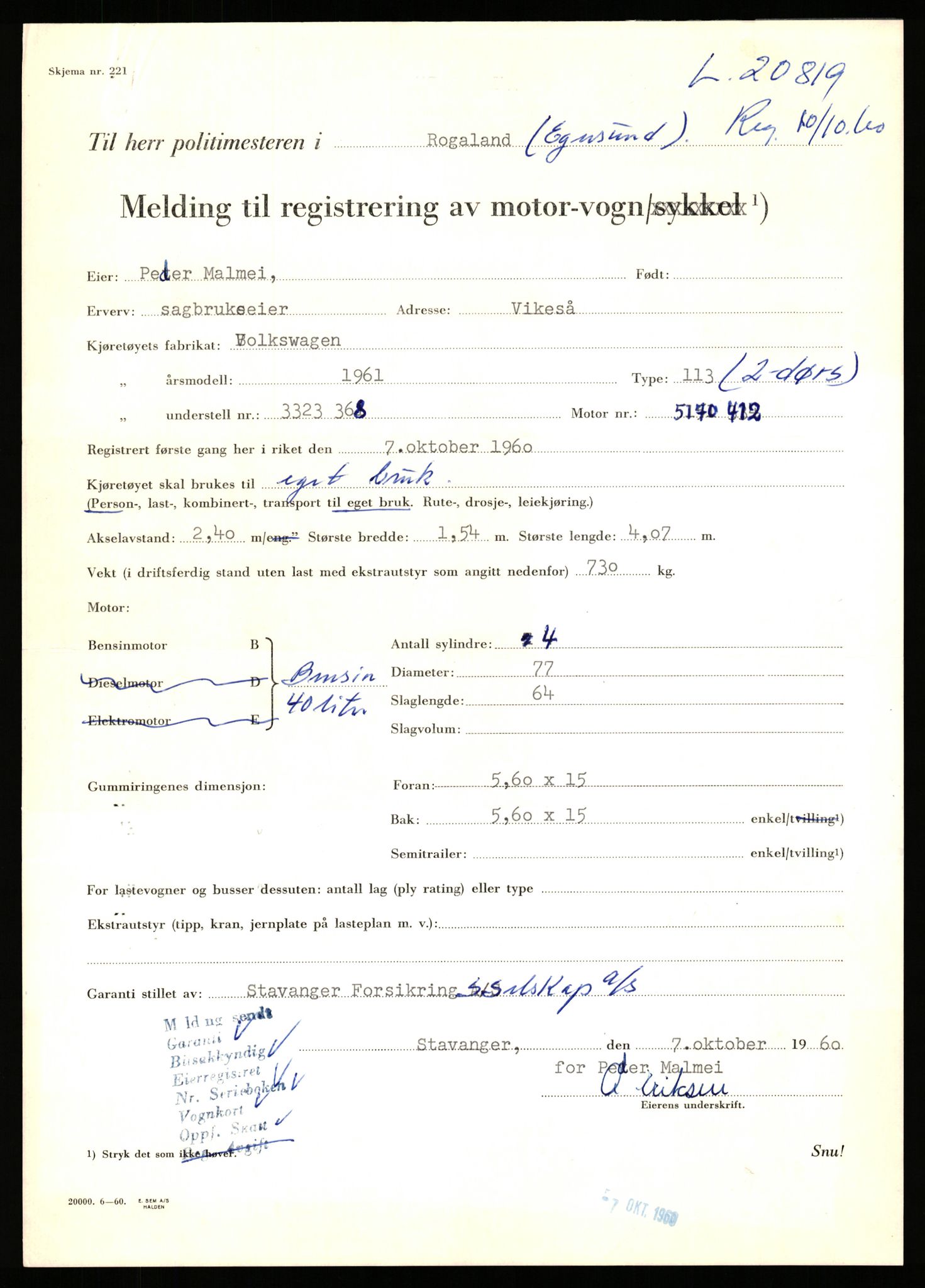 Stavanger trafikkstasjon, AV/SAST-A-101942/0/F/L0037: L-20500 - L-21499, 1930-1971, p. 1117