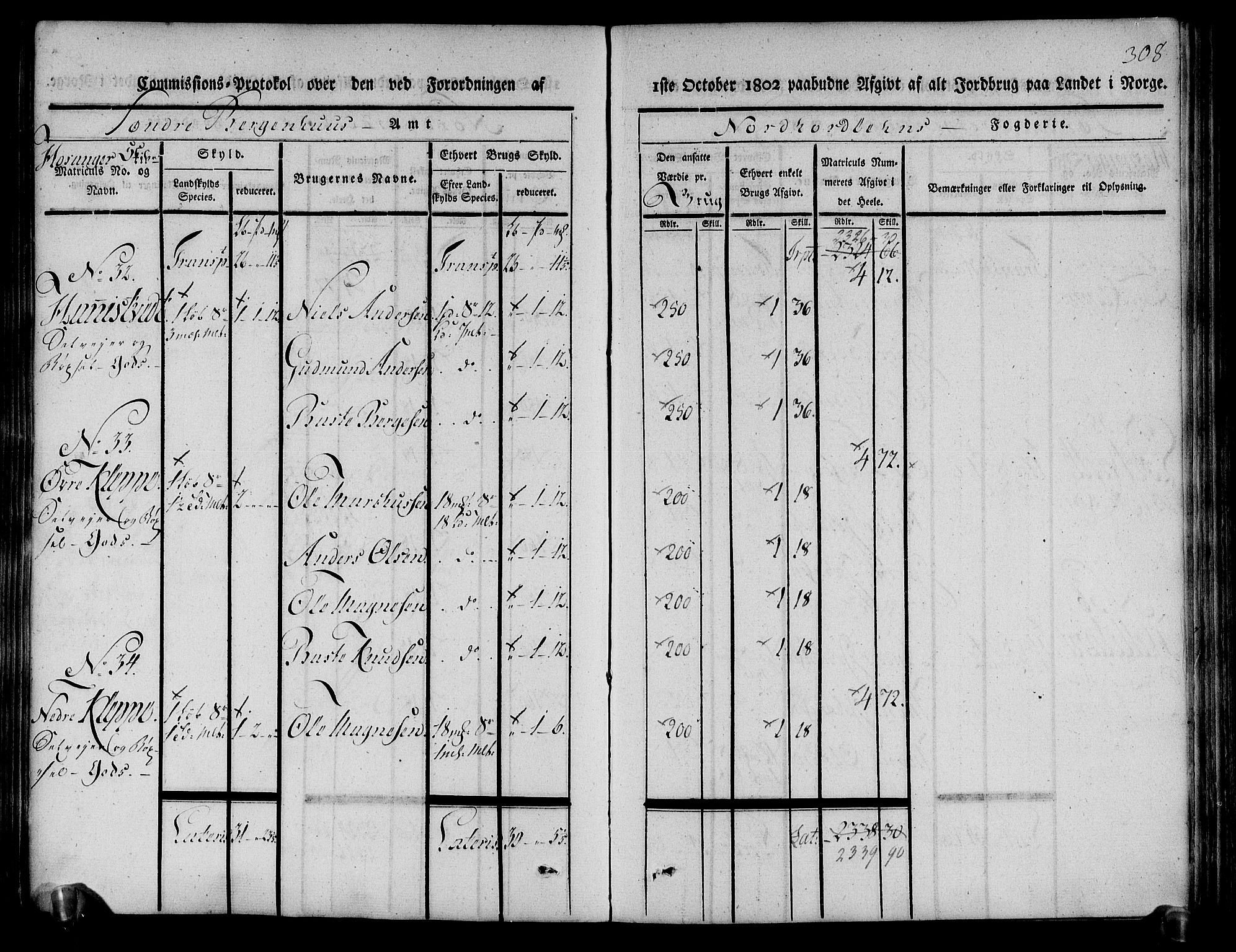 Rentekammeret inntil 1814, Realistisk ordnet avdeling, AV/RA-EA-4070/N/Ne/Nea/L0111: Nordhordland og Voss fogderi. Kommisjonsprotokoll for Nordhordland, 1803, p. 313