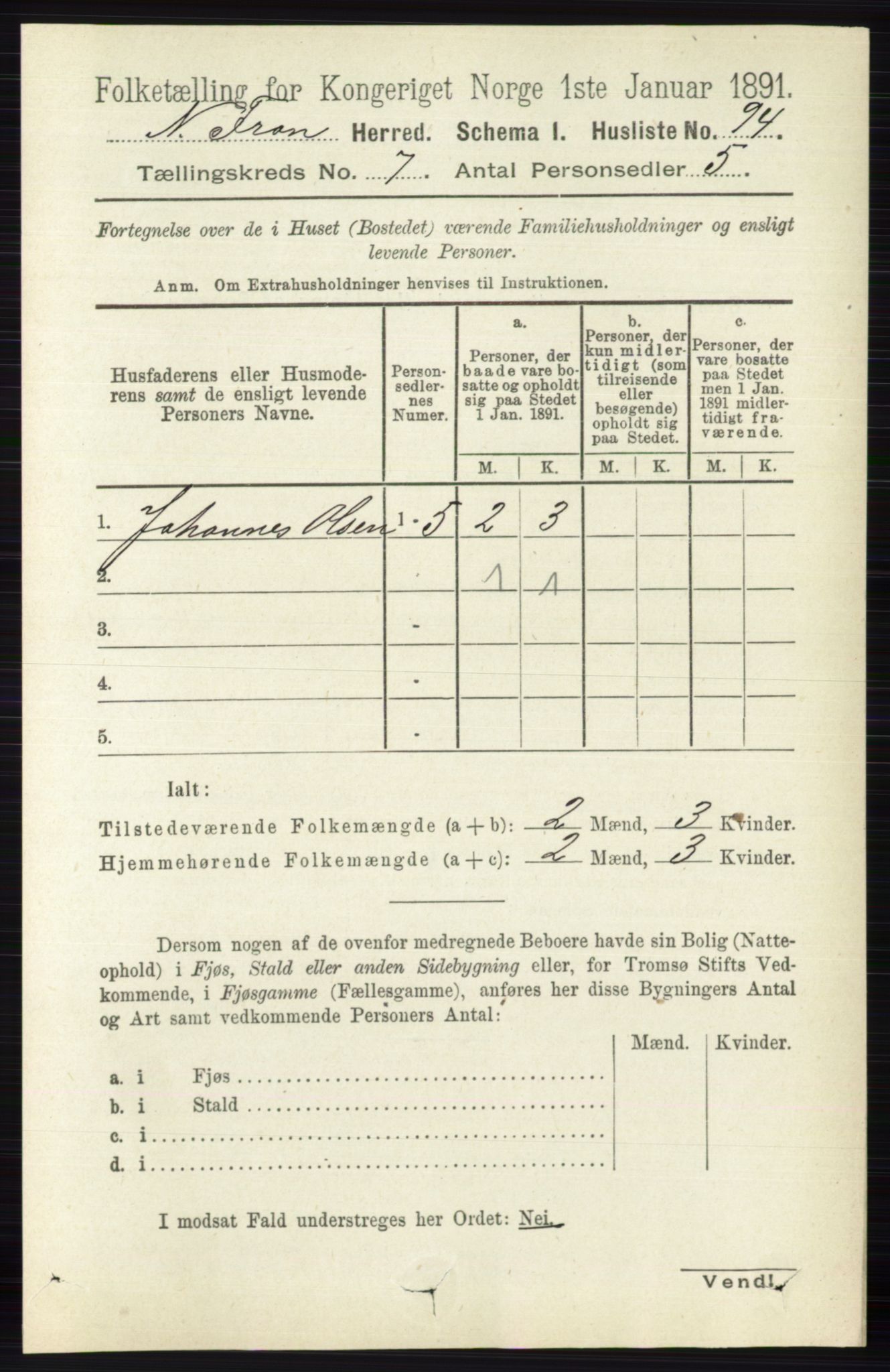 RA, 1891 census for 0518 Nord-Fron, 1891, p. 2831