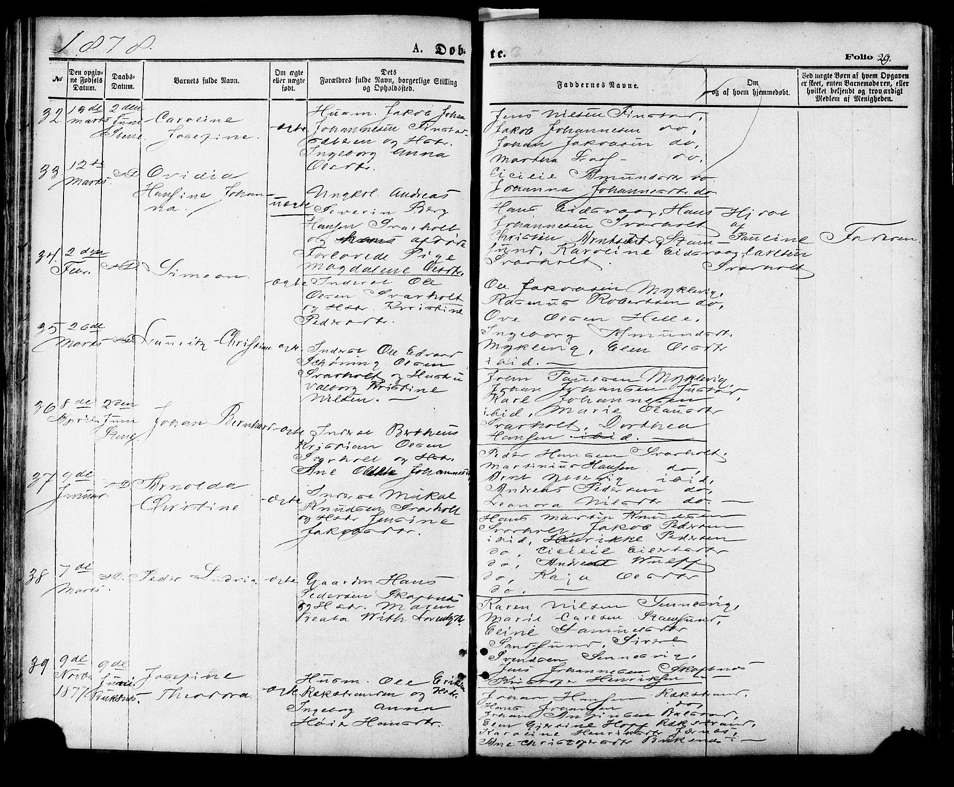 Ministerialprotokoller, klokkerbøker og fødselsregistre - Nordland, SAT/A-1459/881/L1166: Parish register (copy) no. 881C03, 1876-1885, p. 29