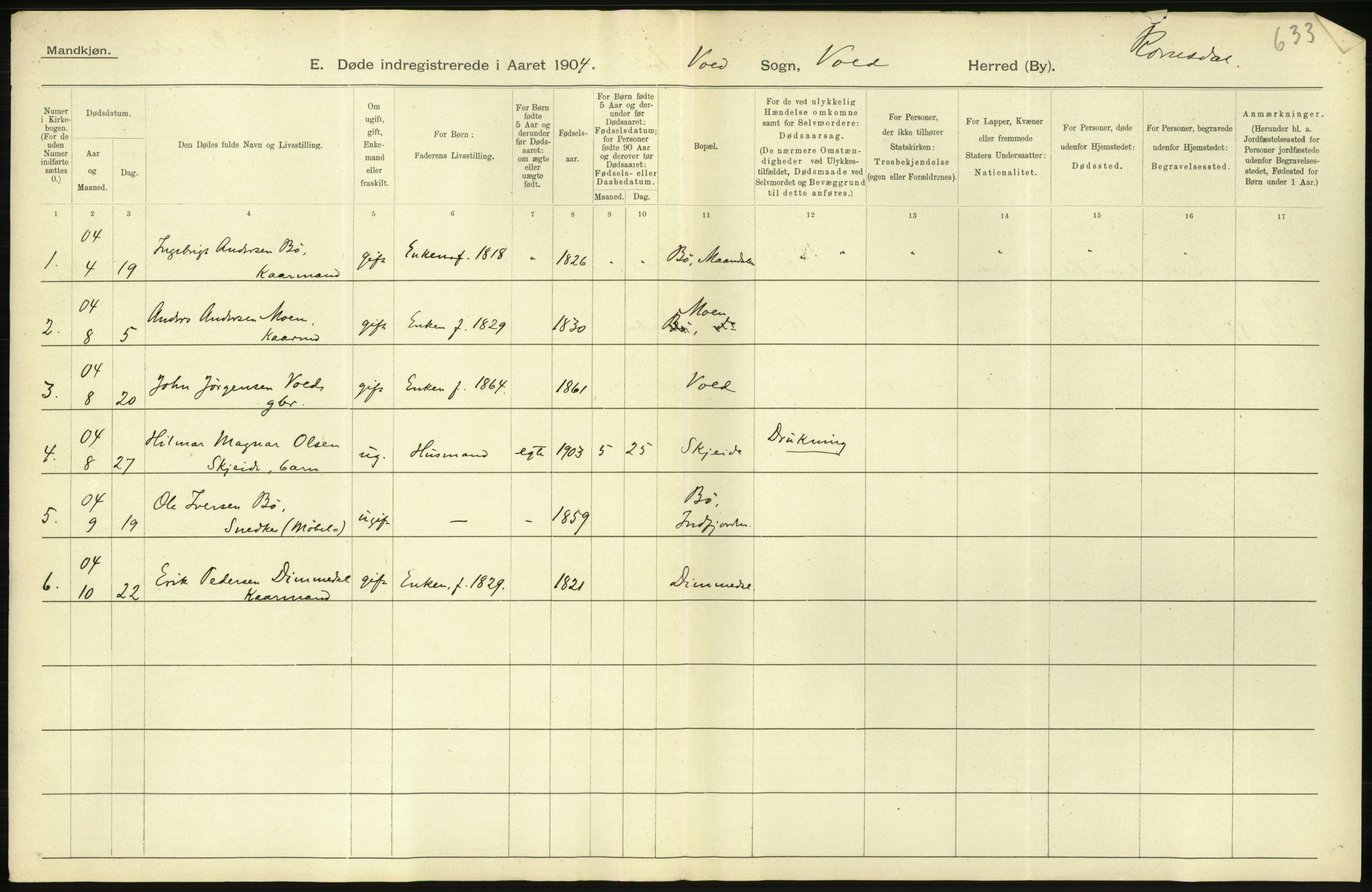 Statistisk sentralbyrå, Sosiodemografiske emner, Befolkning, AV/RA-S-2228/D/Df/Dfa/Dfab/L0016: Romsdals amt: Fødte, gifte, døde., 1904, p. 786