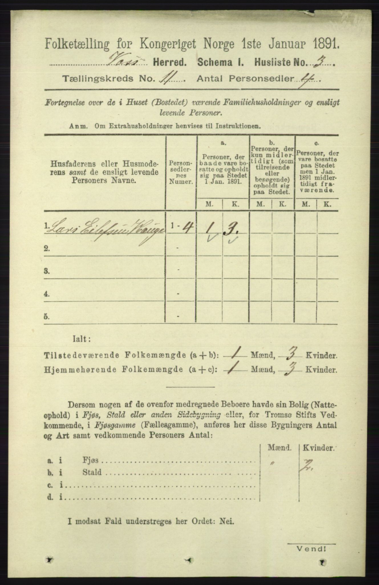 RA, 1891 census for 1235 Voss, 1891, p. 5727