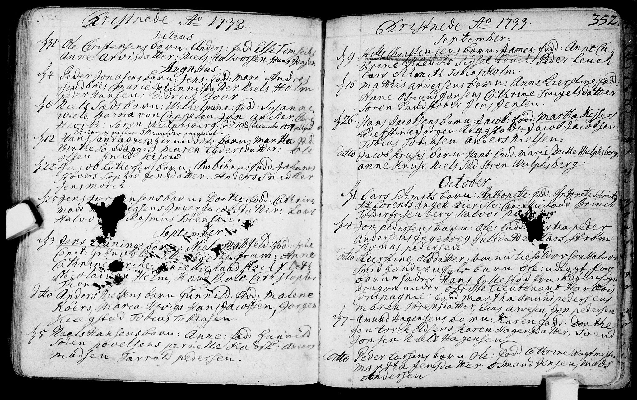 Bragernes kirkebøker, SAKO/A-6/F/Fa/L0003: Parish register (official) no. I 3, 1706-1734, p. 352