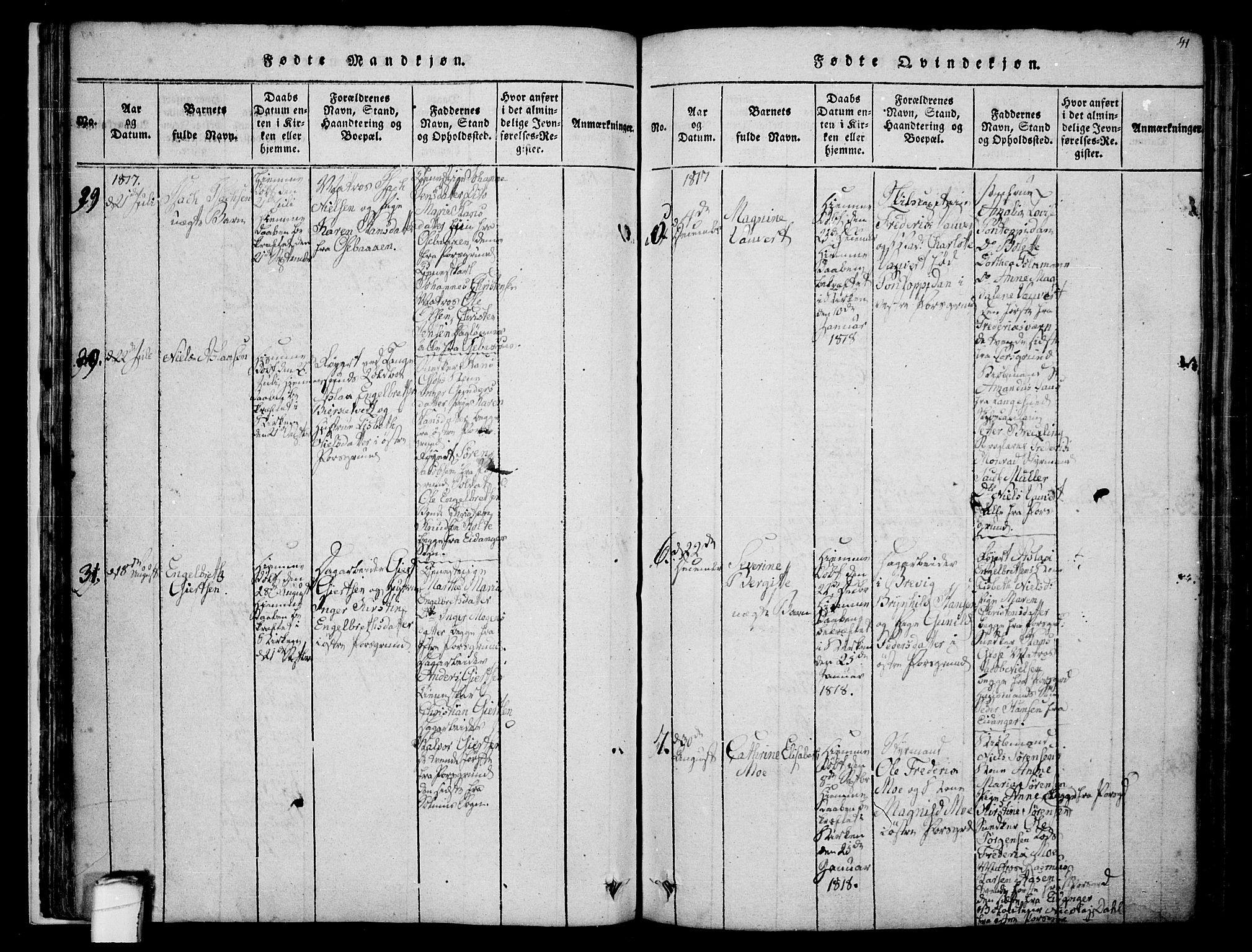 Porsgrunn kirkebøker , SAKO/A-104/F/Fa/L0004: Parish register (official) no. 4, 1814-1828, p. 41