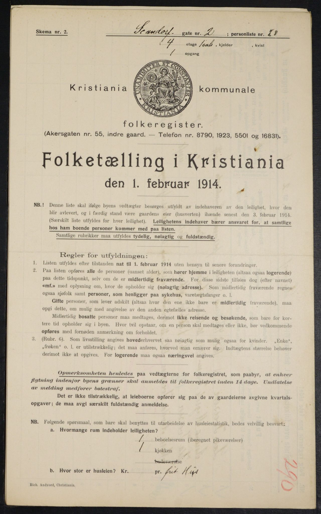 OBA, Municipal Census 1914 for Kristiania, 1914, p. 89254