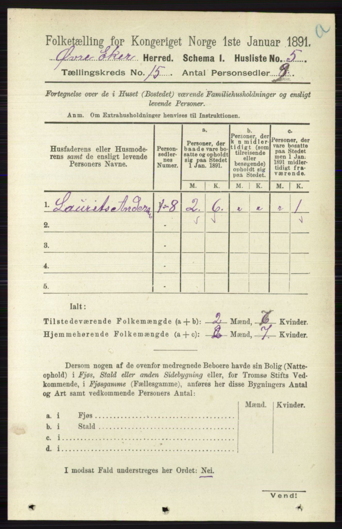 RA, 1891 census for 0624 Øvre Eiker, 1891, p. 6929