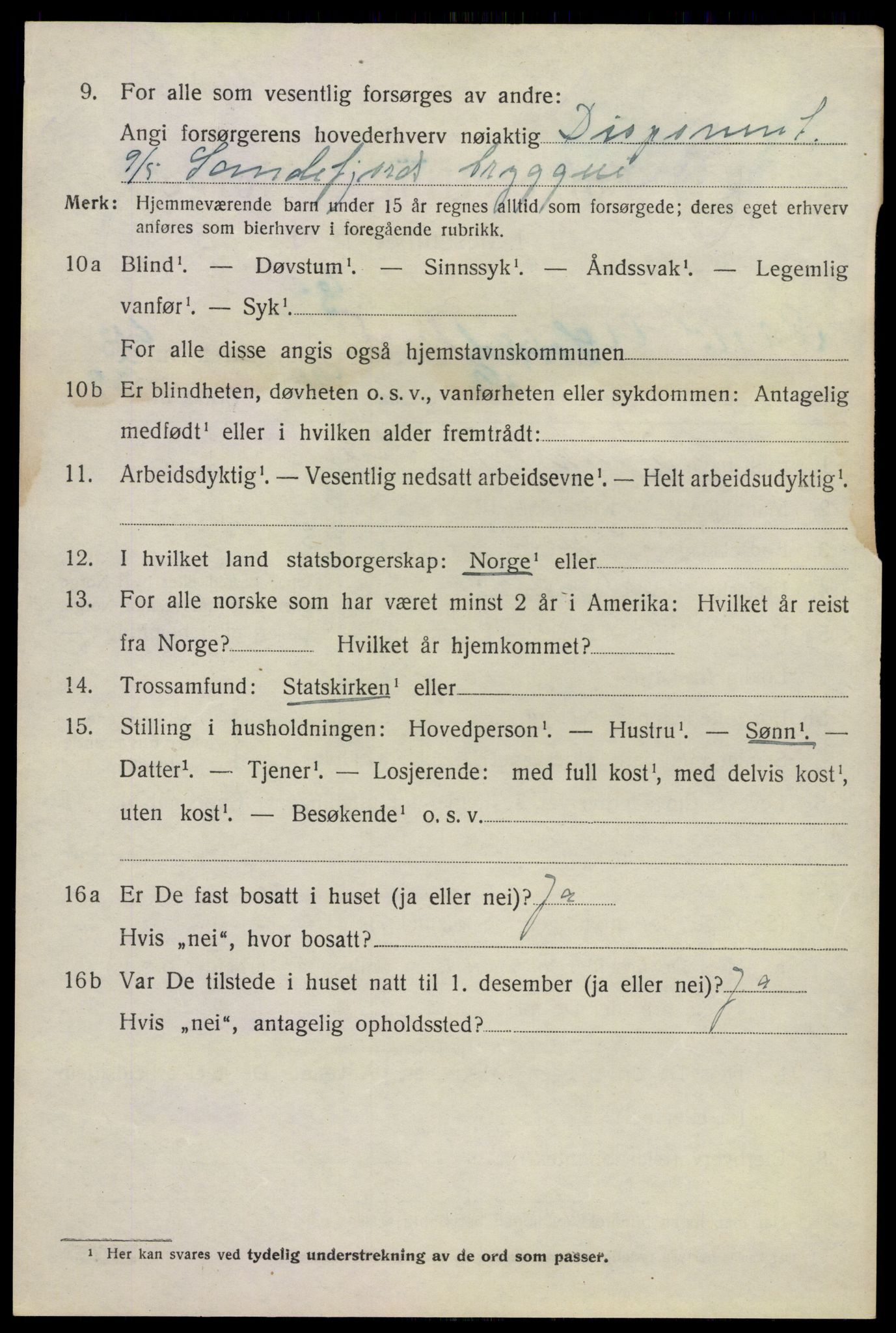 SAKO, 1920 census for Sandeherred, 1920, p. 19805