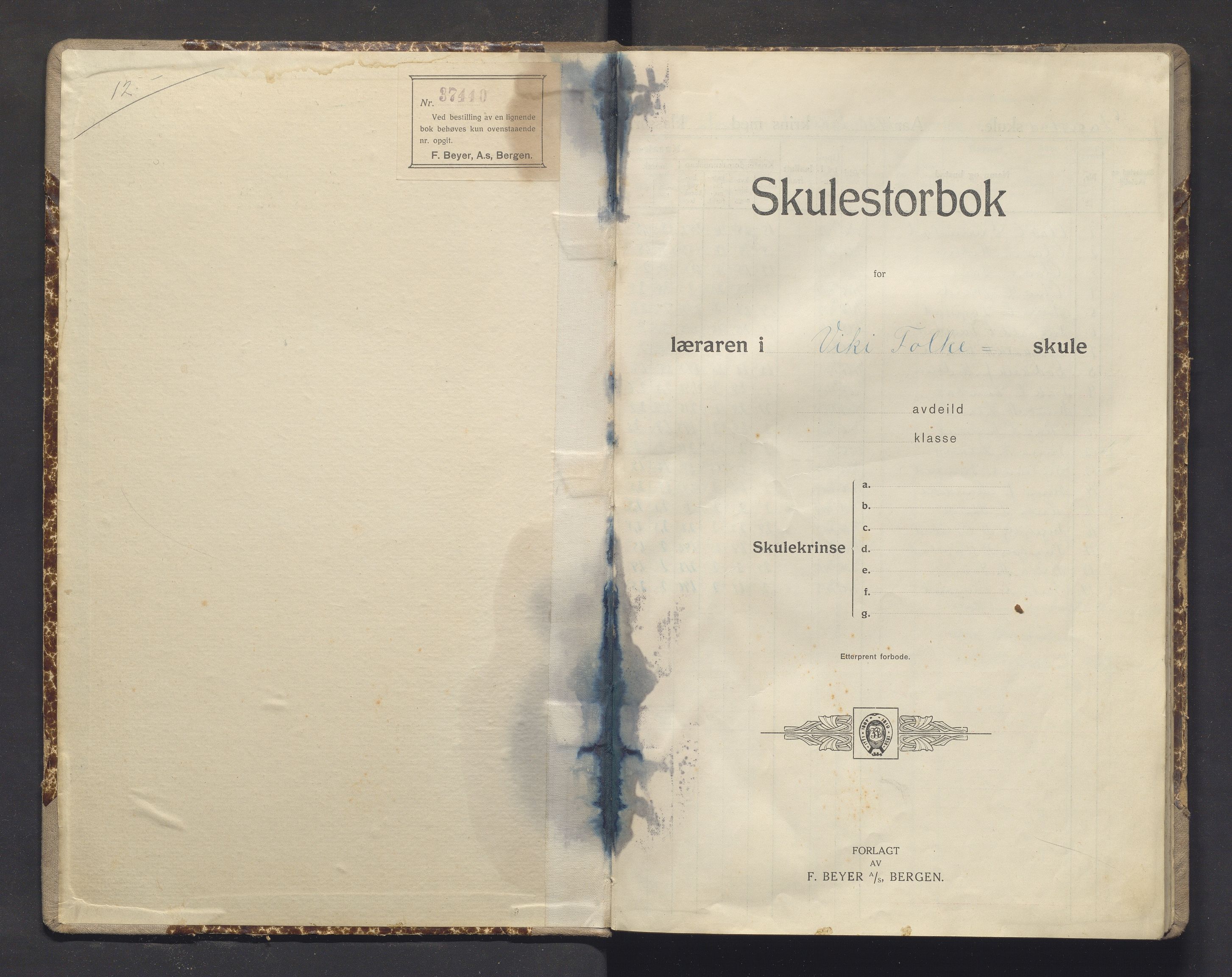 Voss kommune. Barneskulane, IKAH/1235-231/F/Fa/L0016: Skuleprotokoll for Viki skule, 1921-1931