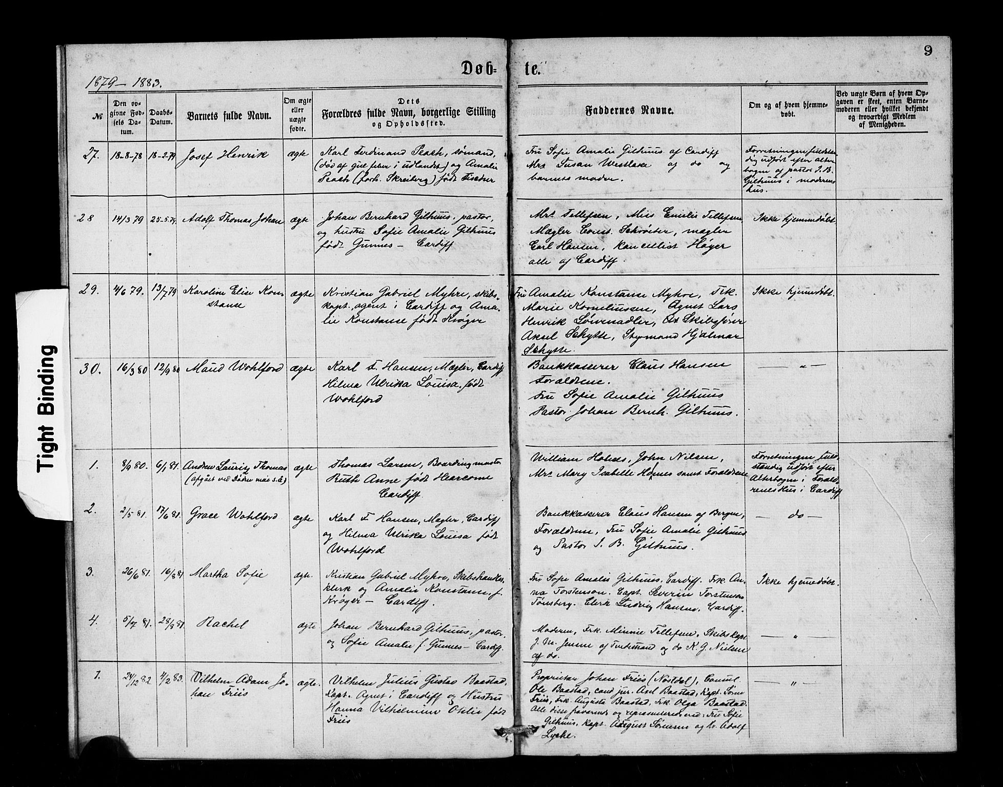 Den norske sjømannsmisjon i utlandet/Bristolhavnene(Cardiff-Swansea), SAB/SAB/PA-0102/H/Ha/Haa/L0001: Parish register (official) no. A 1, 1866-1887, p. 9
