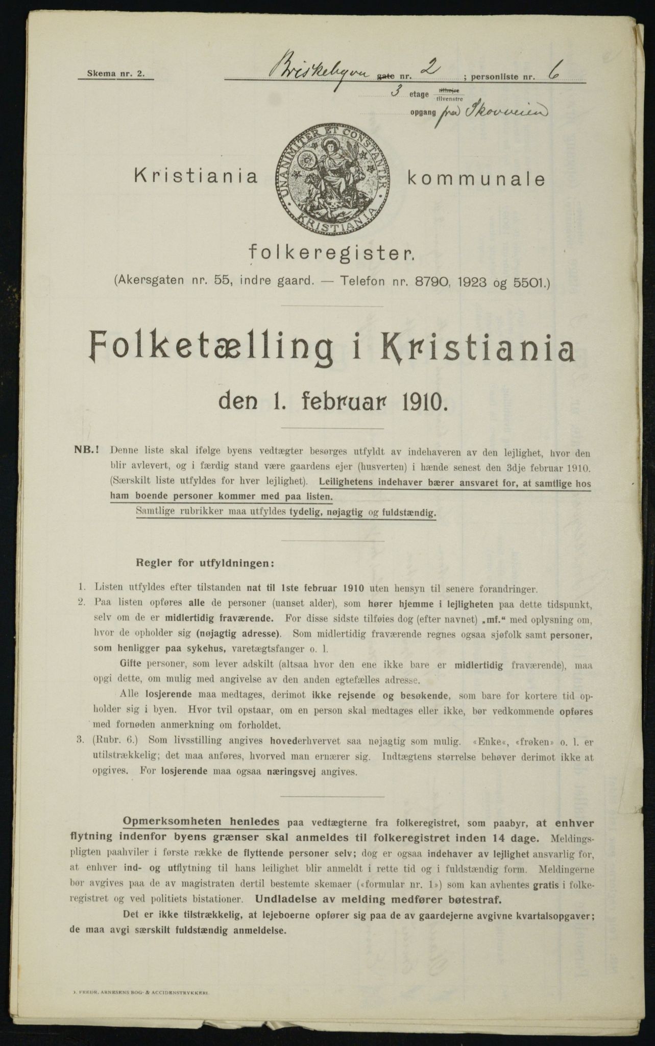 OBA, Municipal Census 1910 for Kristiania, 1910, p. 8815