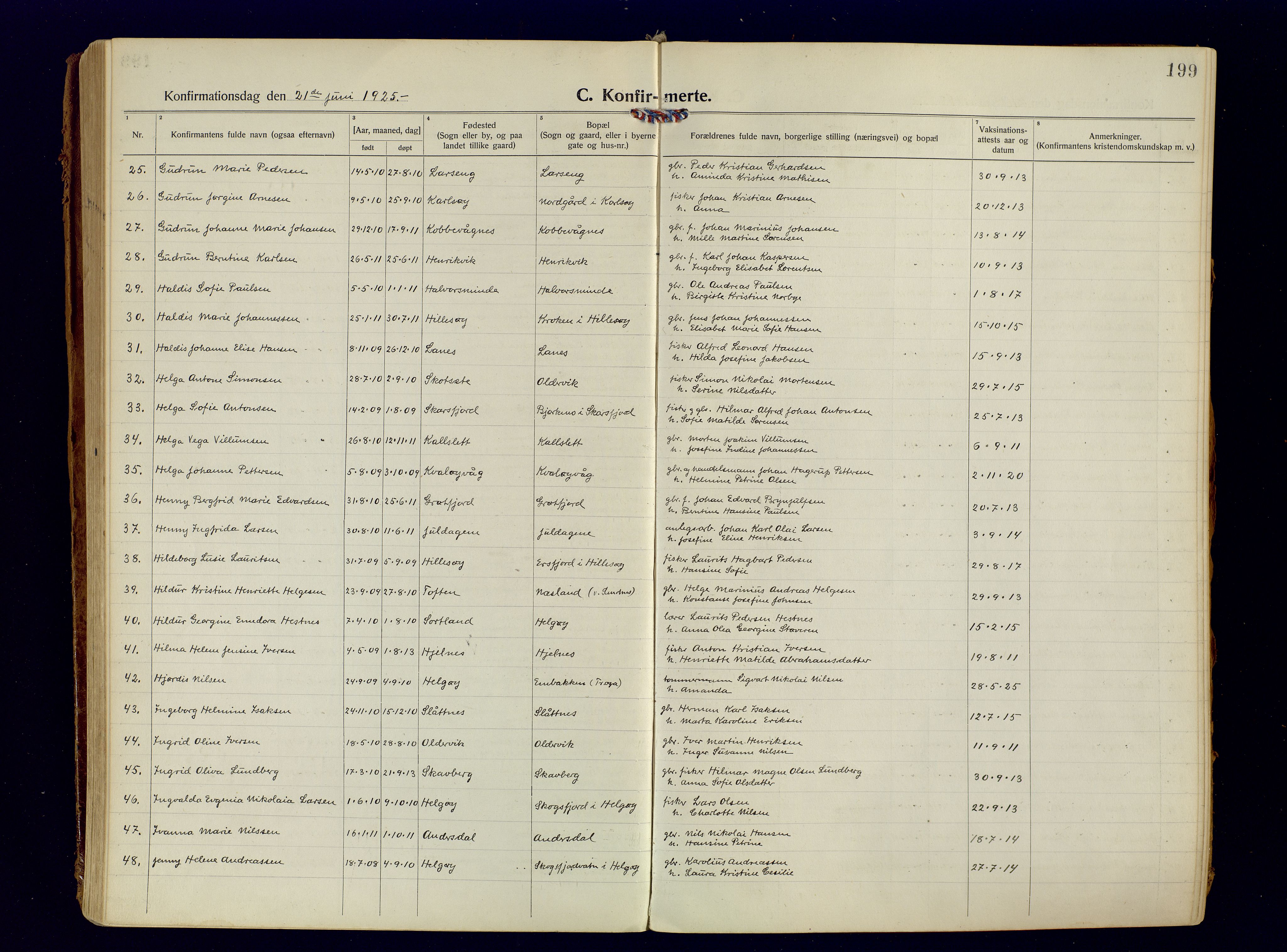 Tromsøysund sokneprestkontor, AV/SATØ-S-1304/G/Ga/L0009kirke: Parish register (official) no. 9, 1922-1934, p. 199