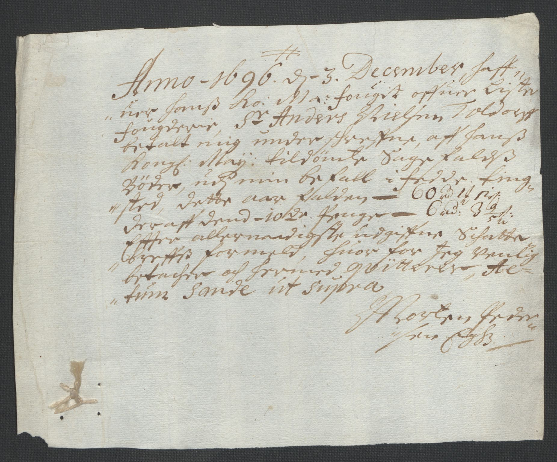 Rentekammeret inntil 1814, Reviderte regnskaper, Fogderegnskap, RA/EA-4092/R43/L2546: Fogderegnskap Lista og Mandal, 1696-1697, p. 97