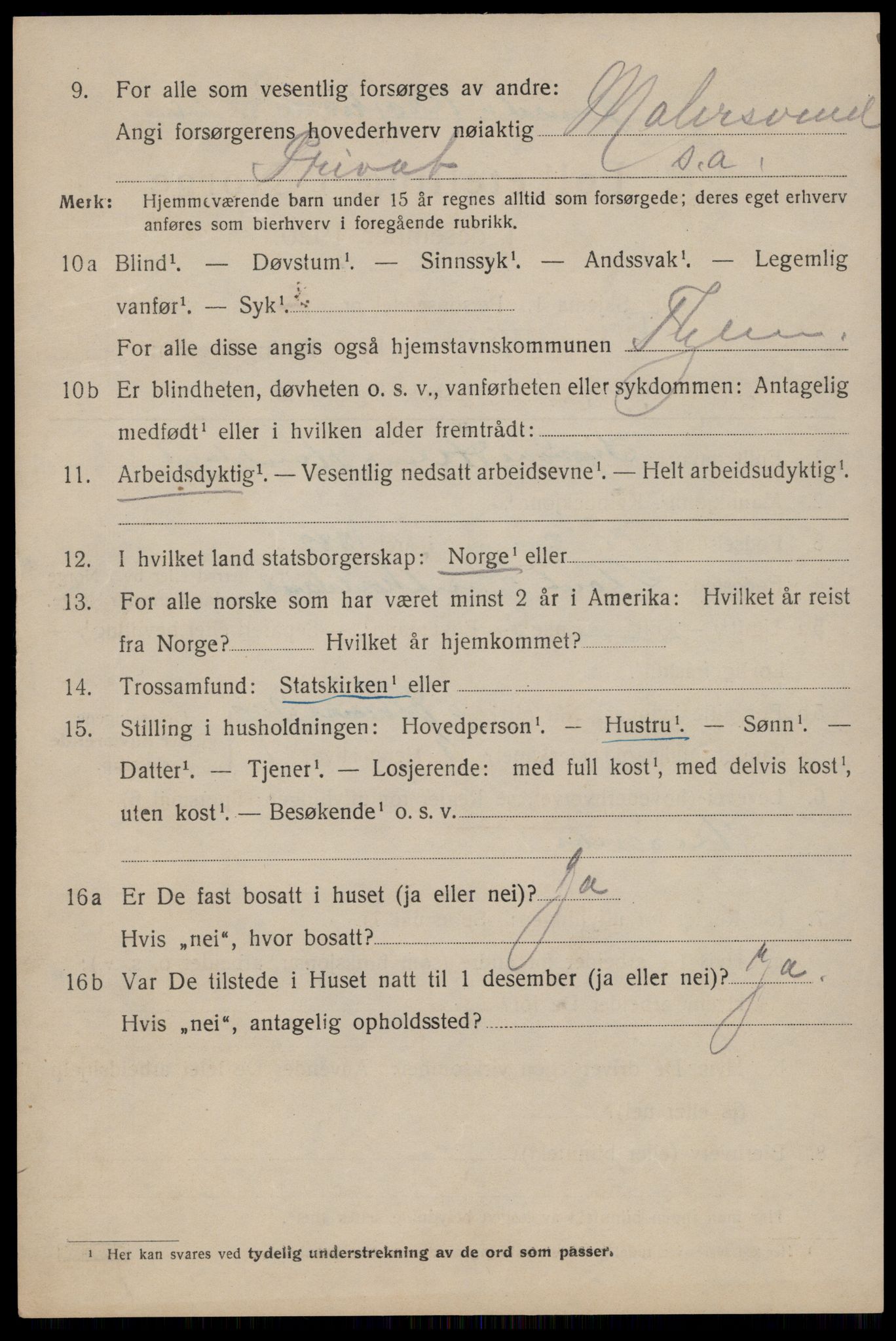 SAT, 1920 census for Trondheim, 1920, p. 129195