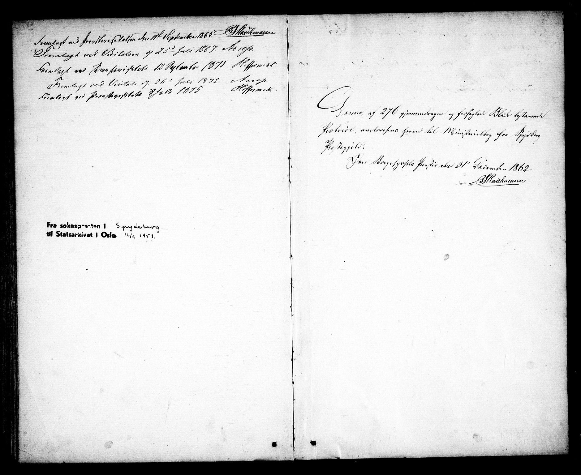 Spydeberg prestekontor Kirkebøker, AV/SAO-A-10924/F/Fa/L0006: Parish register (official) no. I 6, 1863-1874