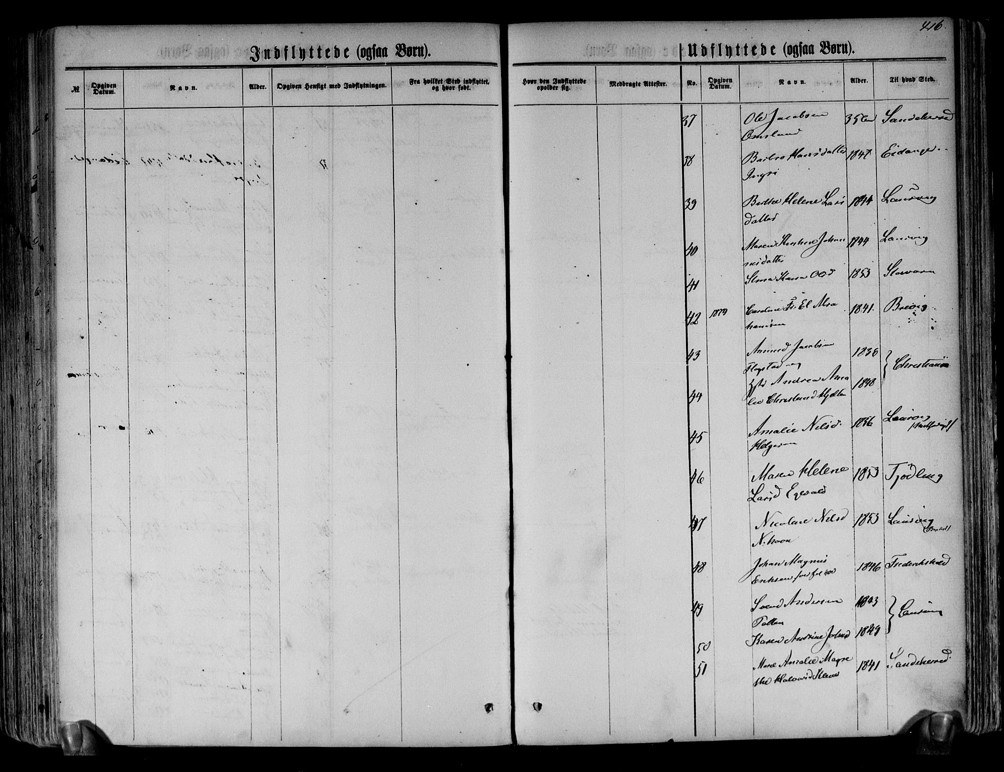 Brunlanes kirkebøker, SAKO/A-342/F/Fa/L0005: Parish register (official) no. I 5, 1862-1877, p. 416