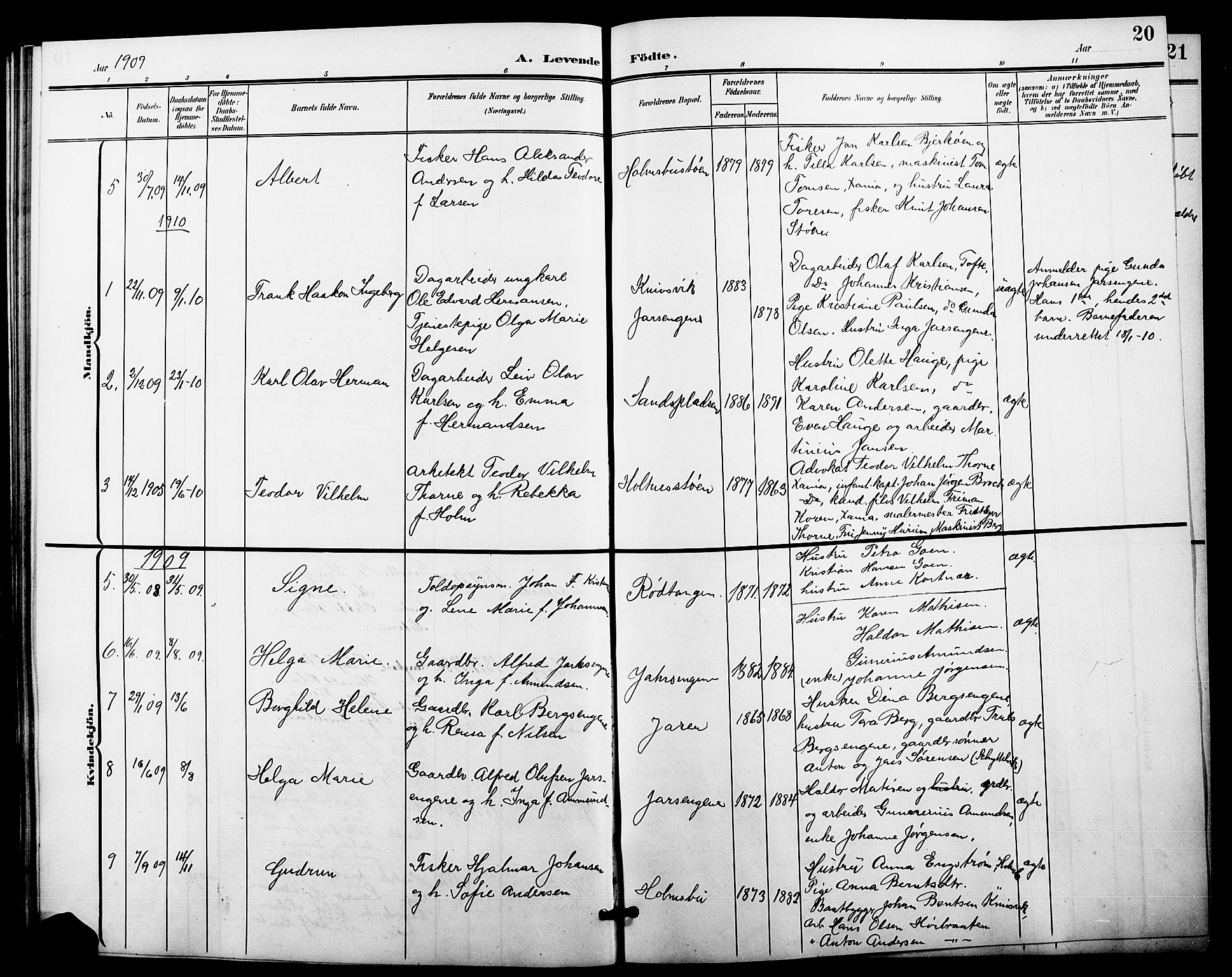 Hurum kirkebøker, AV/SAKO-A-229/G/Gc/L0001: Parish register (copy) no. III 1, 1901-1925, p. 20