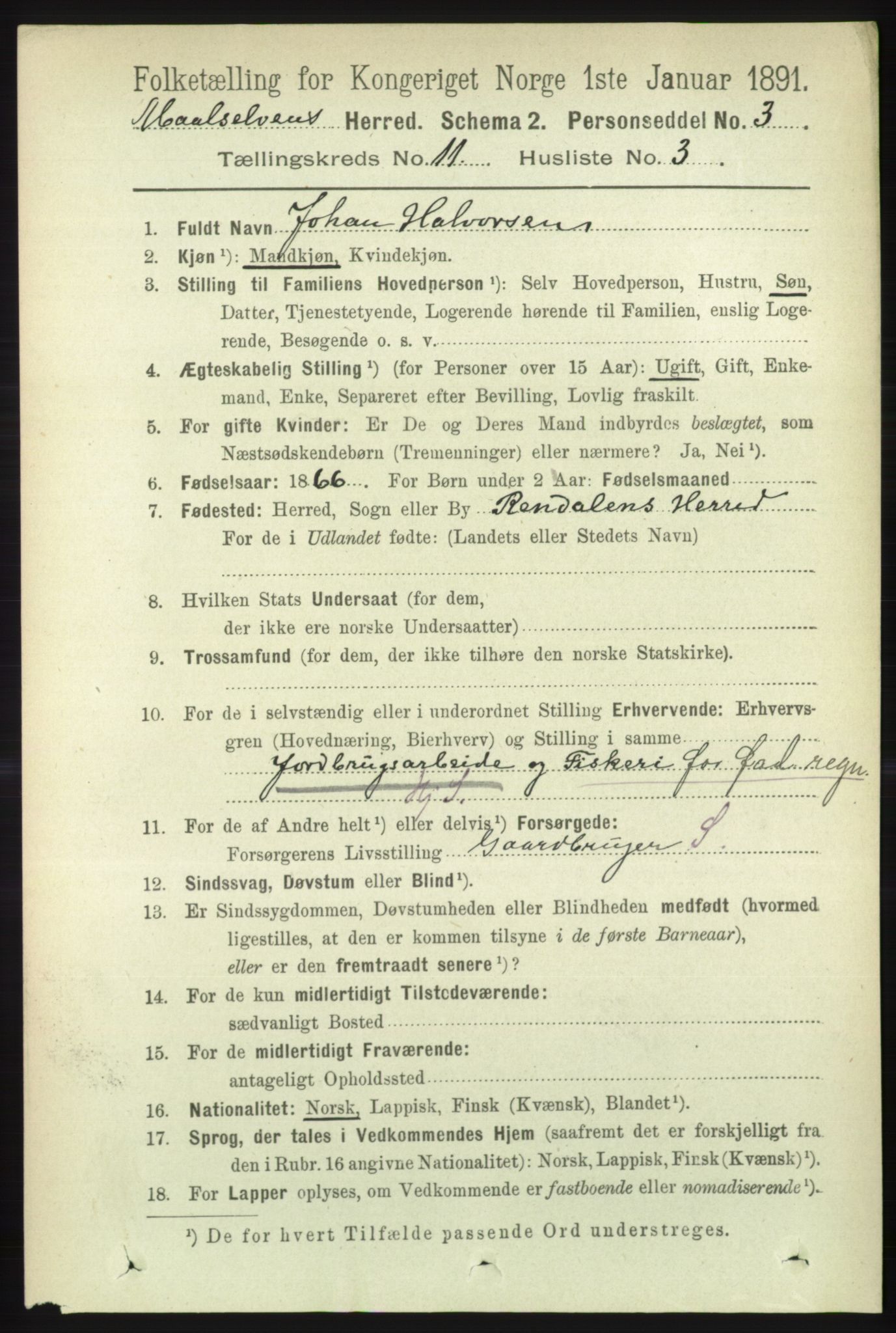 RA, 1891 census for 1924 Målselv, 1891, p. 3287