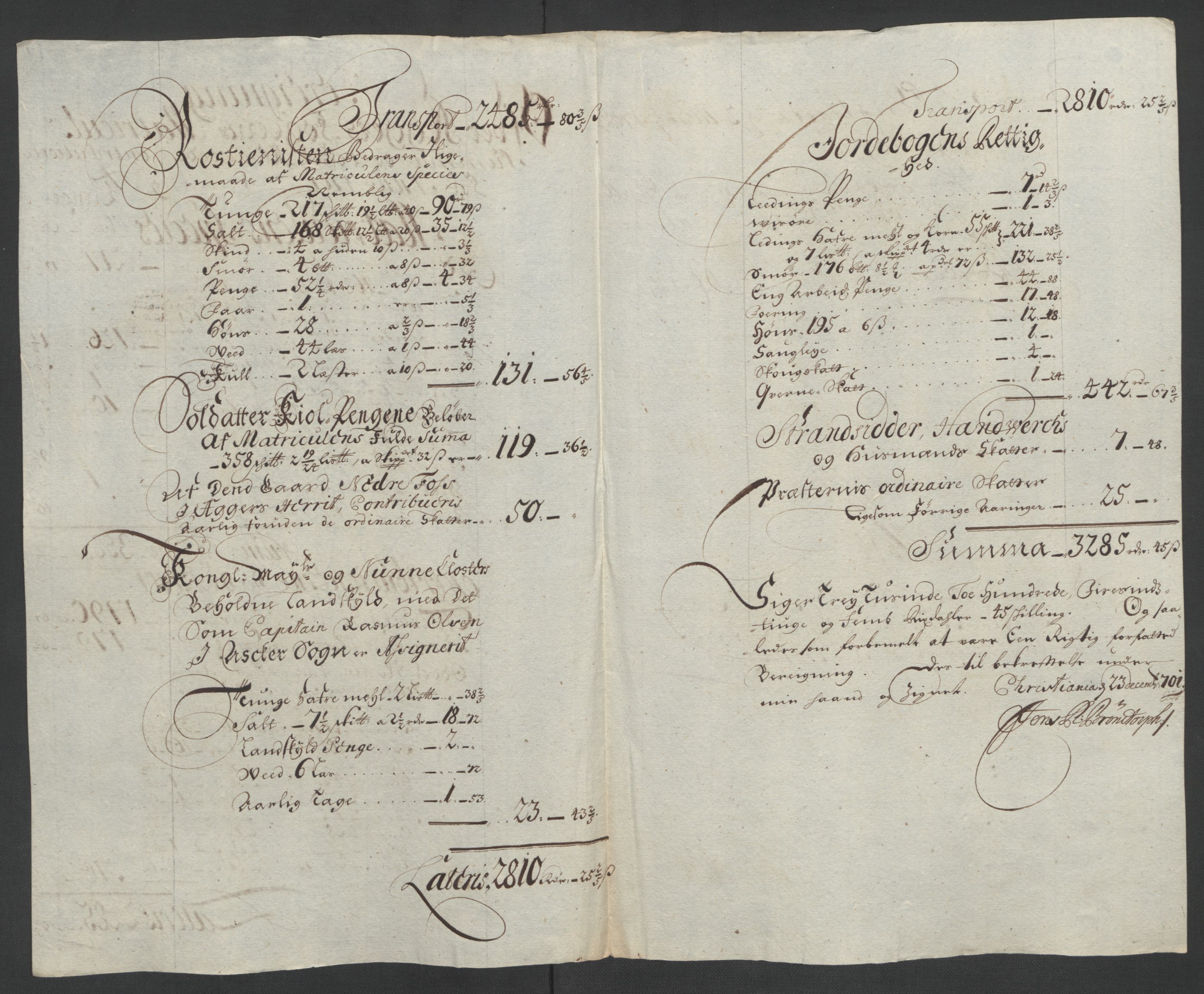 Rentekammeret inntil 1814, Reviderte regnskaper, Fogderegnskap, AV/RA-EA-4092/R10/L0444: Fogderegnskap Aker og Follo, 1701-1702, p. 95