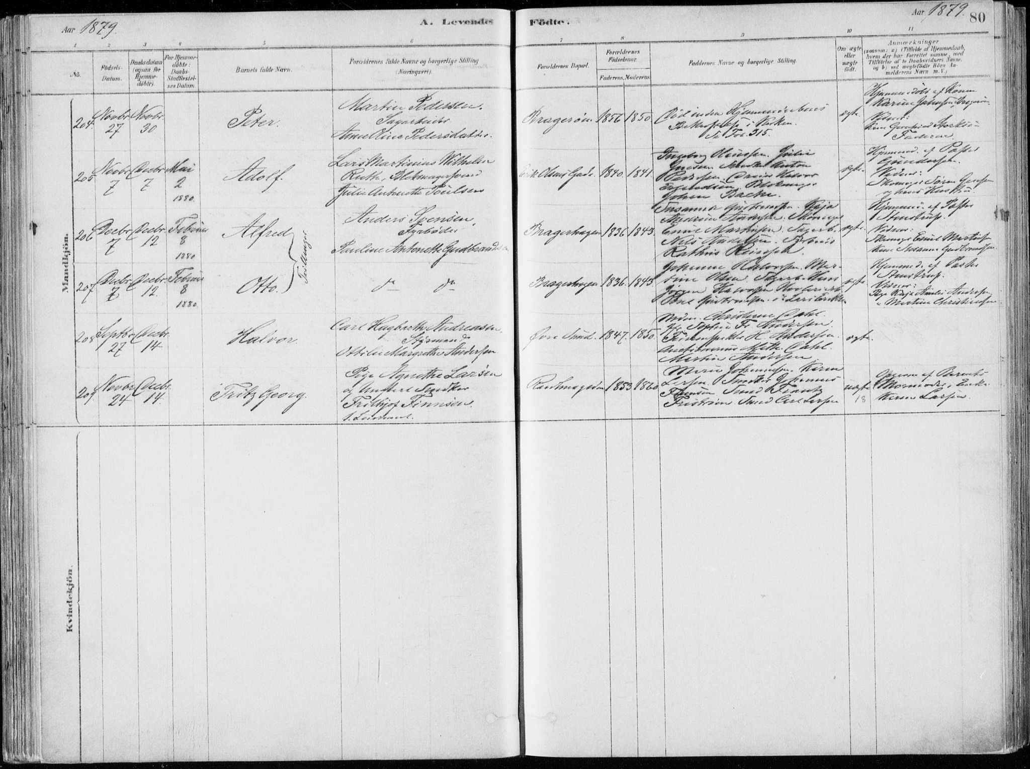 Bragernes kirkebøker, AV/SAKO-A-6/F/Fb/L0006a: Parish register (official) no. II 6A, 1878-1885, p. 80