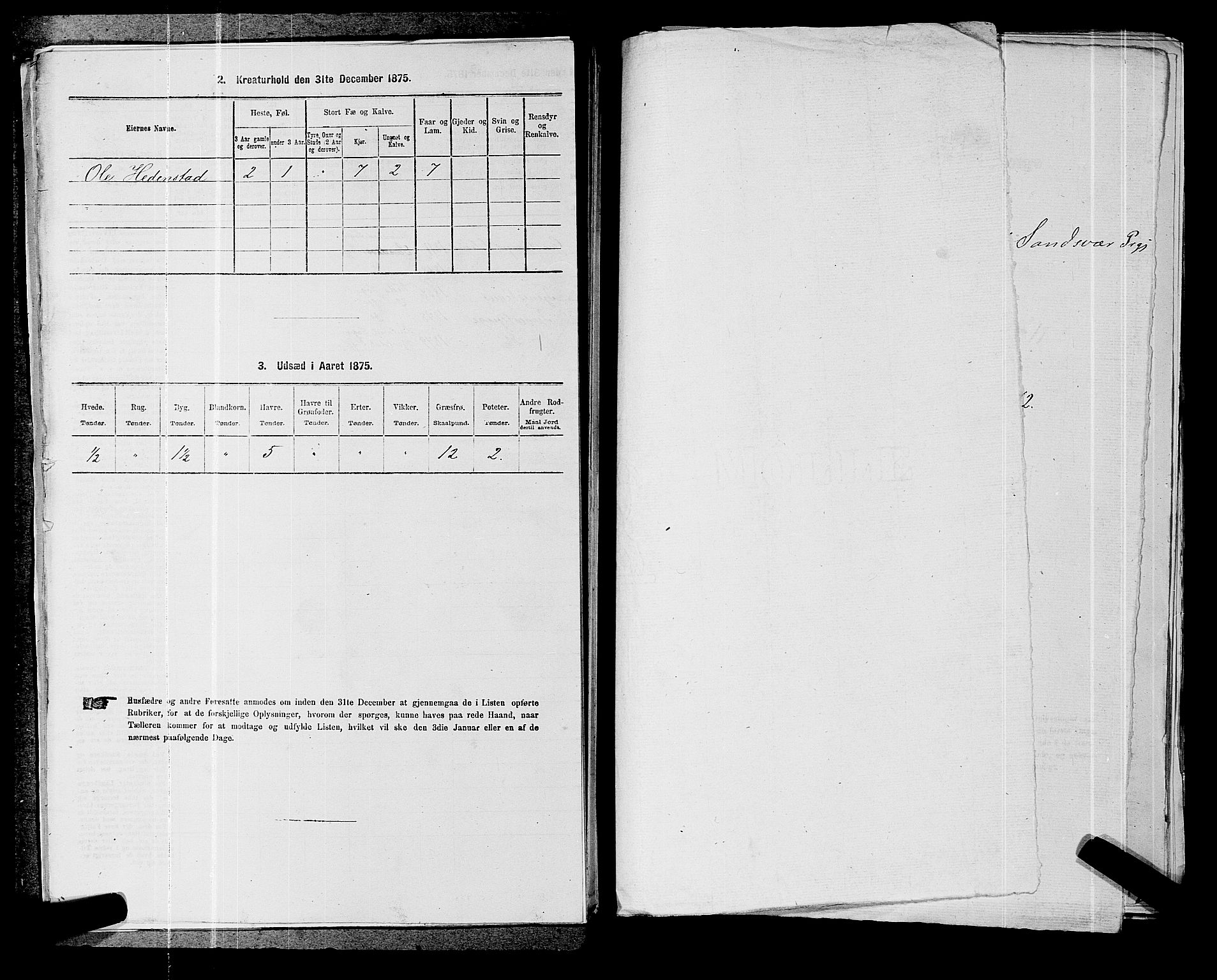 SAKO, 1875 census for 0629P Sandsvær, 1875, p. 1285