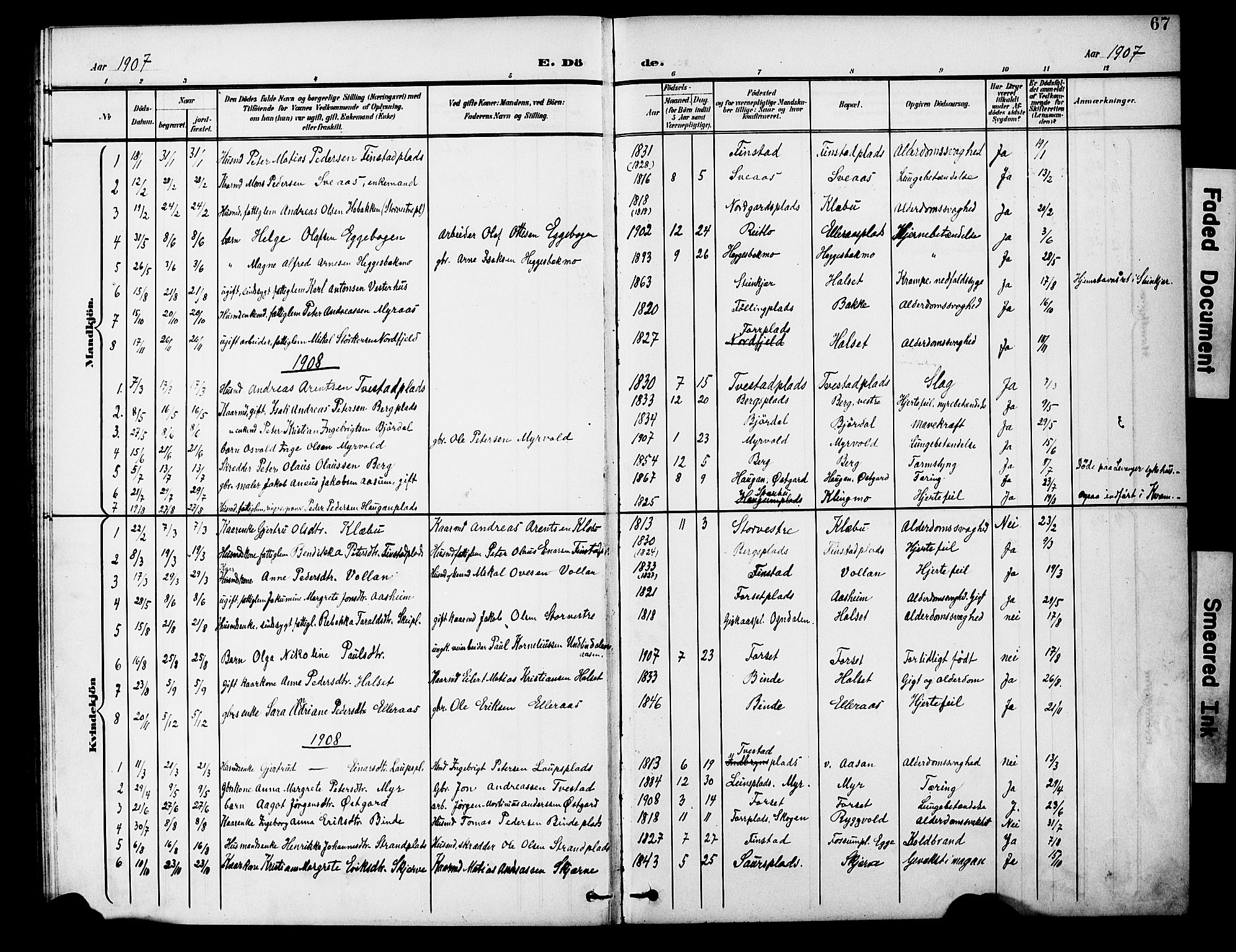 Ministerialprotokoller, klokkerbøker og fødselsregistre - Nord-Trøndelag, SAT/A-1458/746/L0452: Parish register (official) no. 746A09, 1900-1908, p. 67